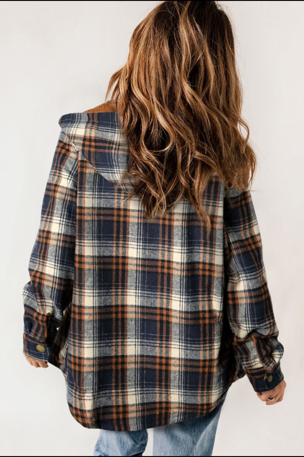 Blue Zone Planet | Plaid Button Up Long Sleeve Hooded Jacket-TOPS / DRESSES-[Adult]-[Female]-2022 Online Blue Zone Planet