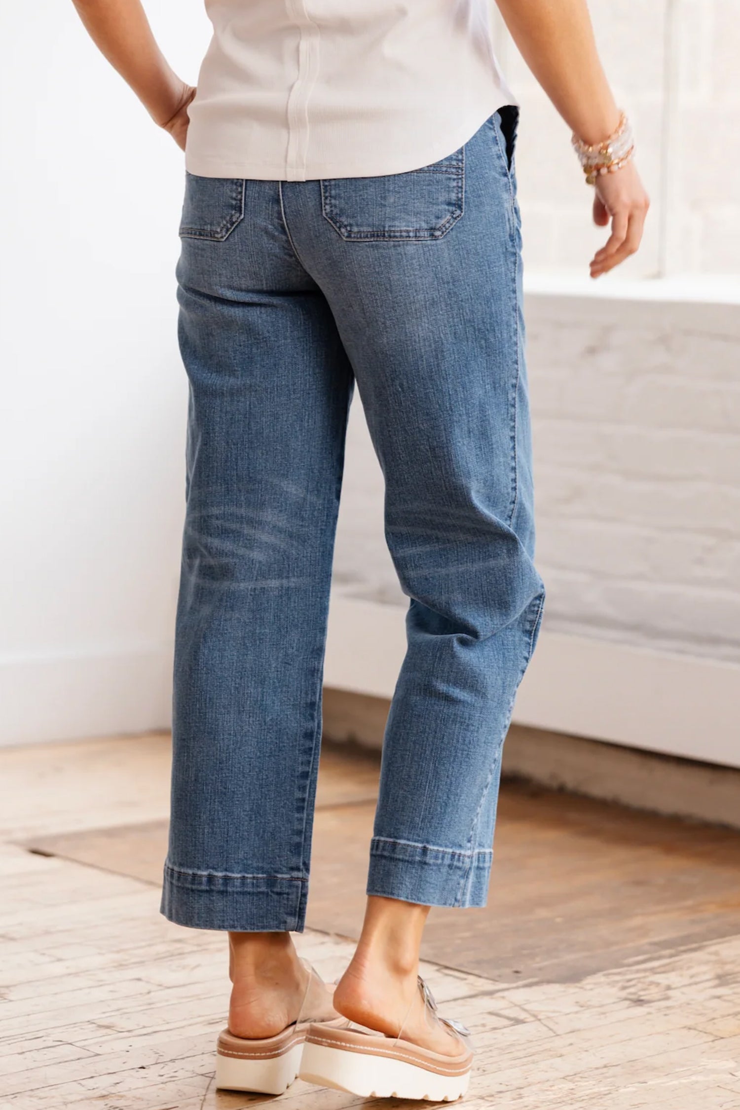 Sail Blue Exposed Stitching Straight Jeans-Bottoms/Jeans-[Adult]-[Female]-2022 Online Blue Zone Planet