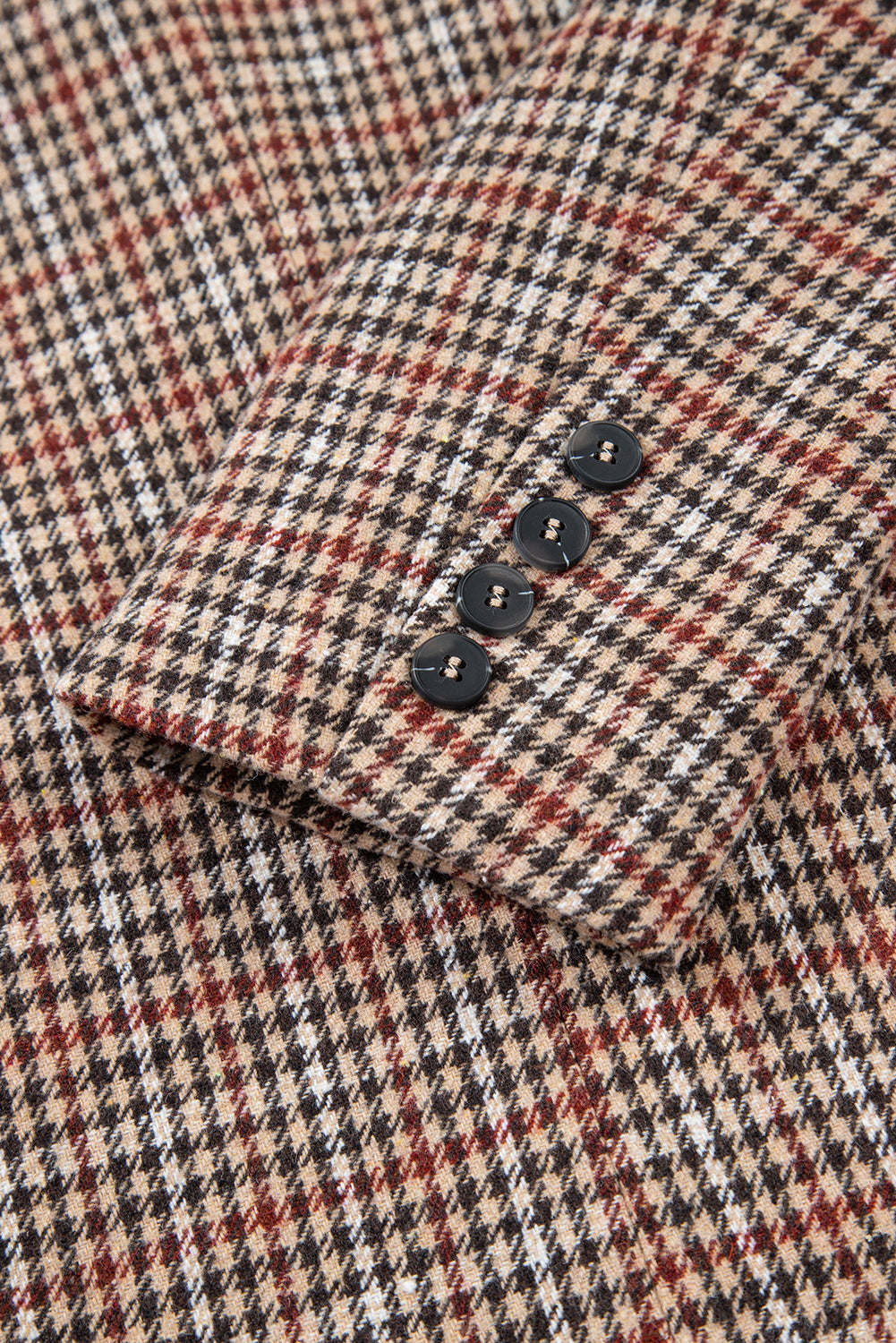 Brown Houndstooth Lapel Collar Blazer-Outerwear/Blazers-[Adult]-[Female]-2022 Online Blue Zone Planet
