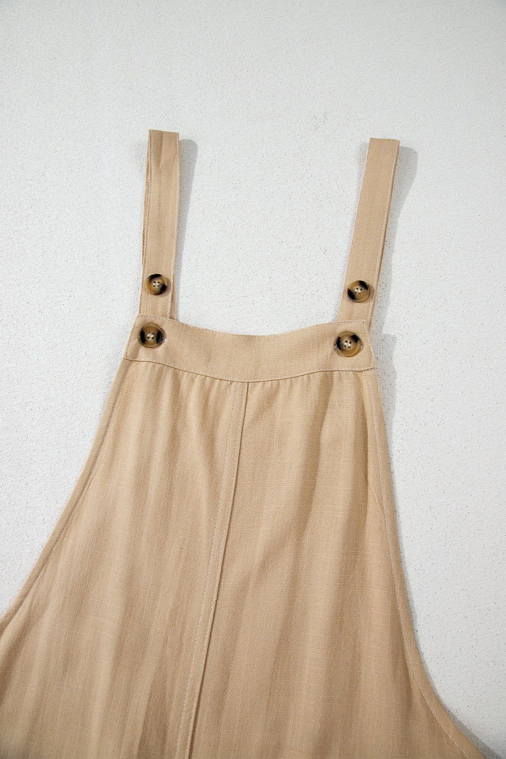 Parchment Side Buttons Sleeveless Overall Mini Dress-TOPS / DRESSES-[Adult]-[Female]-2022 Online Blue Zone Planet