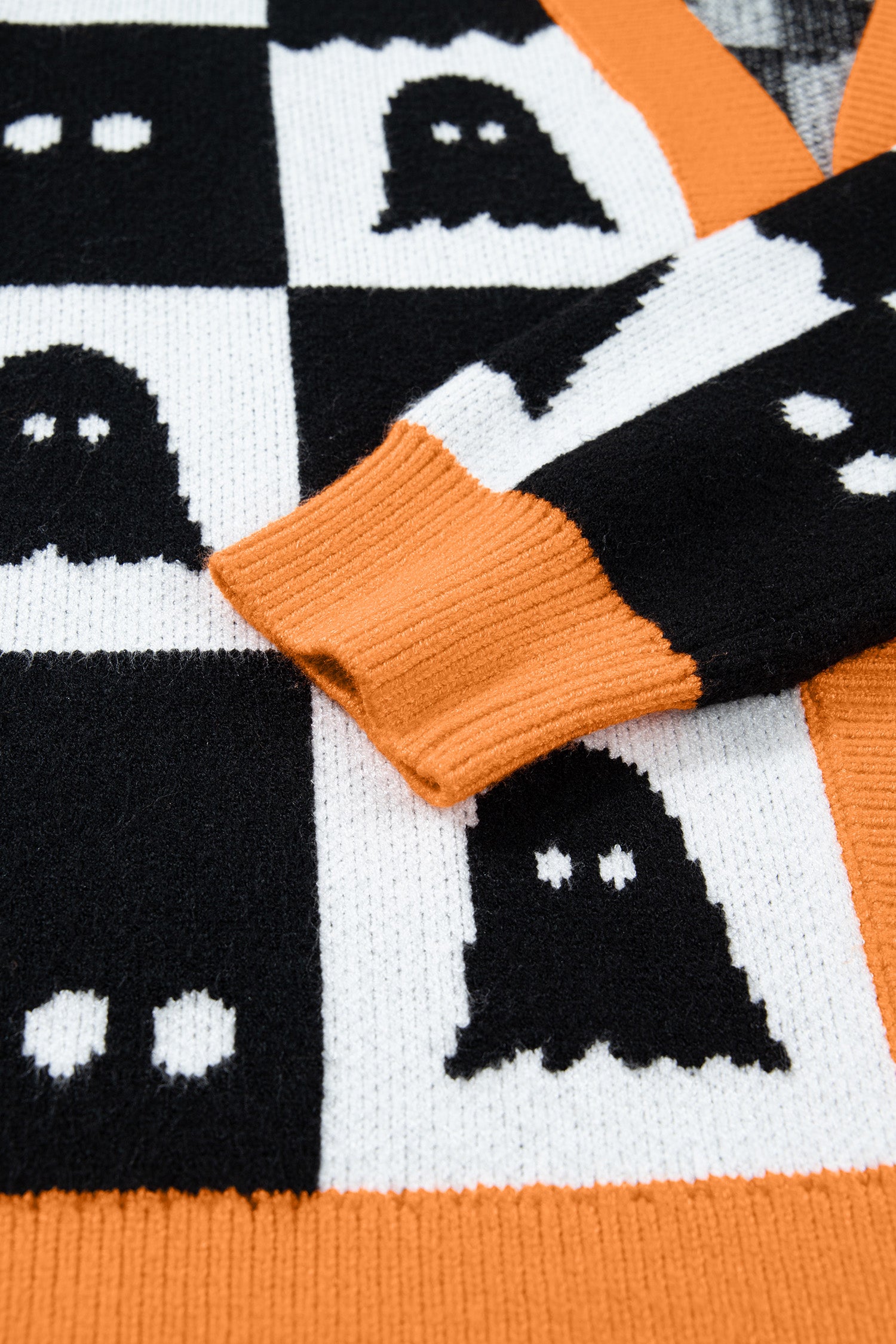 Black Geometric Ghost Print Drop Shoulder Knit Cardigan-Sweaters & Cardigans/Cardigans-[Adult]-[Female]-2022 Online Blue Zone Planet