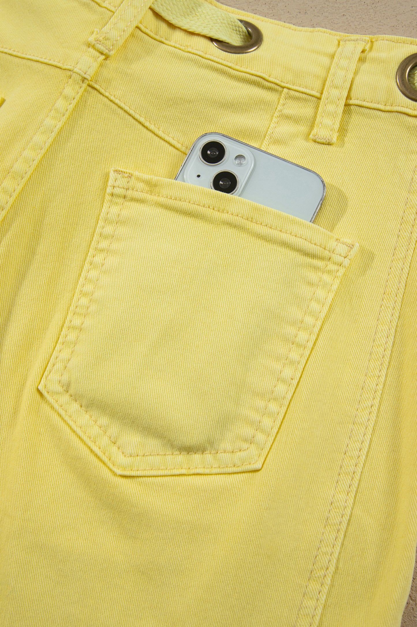 Light Pink Solid Color Grommet Detail Knot Waist Barrel Jeans-Bottoms/Jeans-[Adult]-[Female]-2022 Online Blue Zone Planet