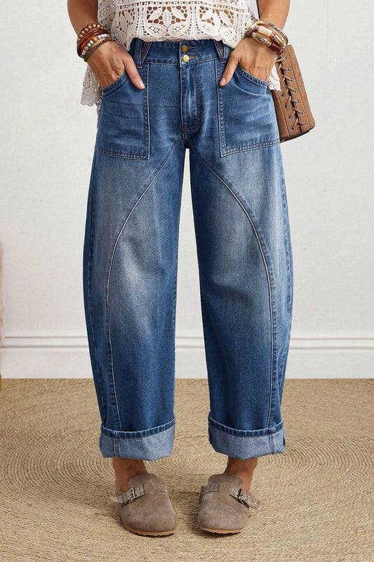 Ashleigh Blue Curved-Knife Ankle-Length Casual Jeans-Bottoms/Jeans-[Adult]-[Female]-Ashleigh Blue-4-2022 Online Blue Zone Planet