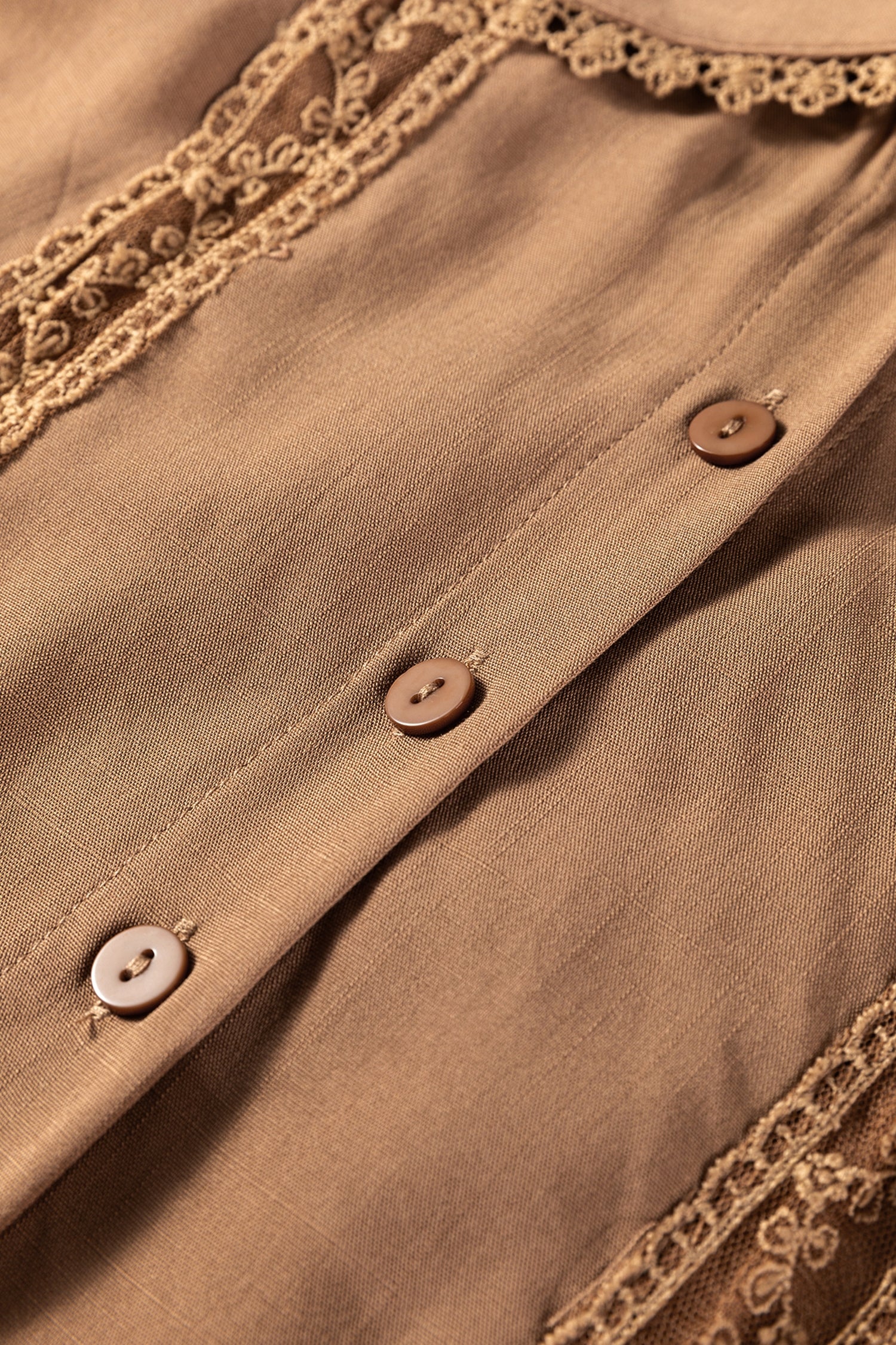 Straw Yellow Lace Trim Peter Pan Collar Long Sleeve Mini Shirt Dress-TOPS / DRESSES-[Adult]-[Female]-2022 Online Blue Zone Planet