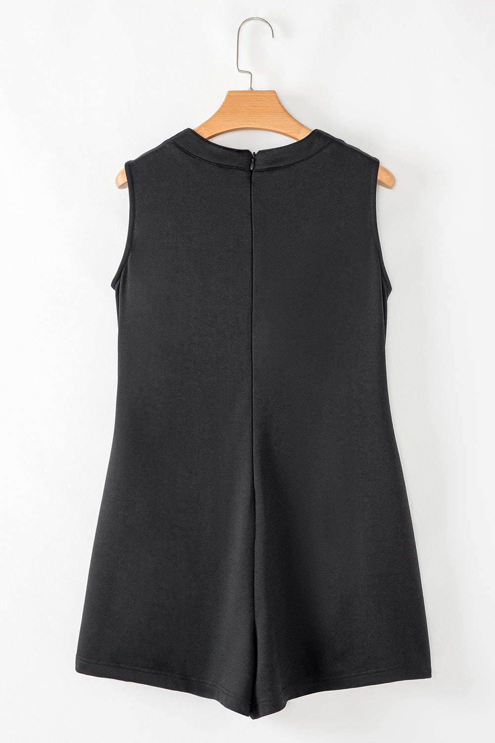 Black White Tie V Neck Pintuck Sleeveless Loose Romper-Bottoms/Jumpsuits & Rompers-[Adult]-[Female]-2022 Online Blue Zone Planet