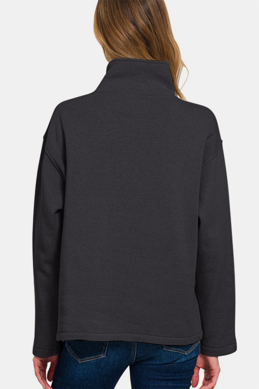 Blue Zone Planet | Zenana Turtleneck Half Snap Fleece Sweatshirt-TOPS / DRESSES-[Adult]-[Female]-2022 Online Blue Zone Planet