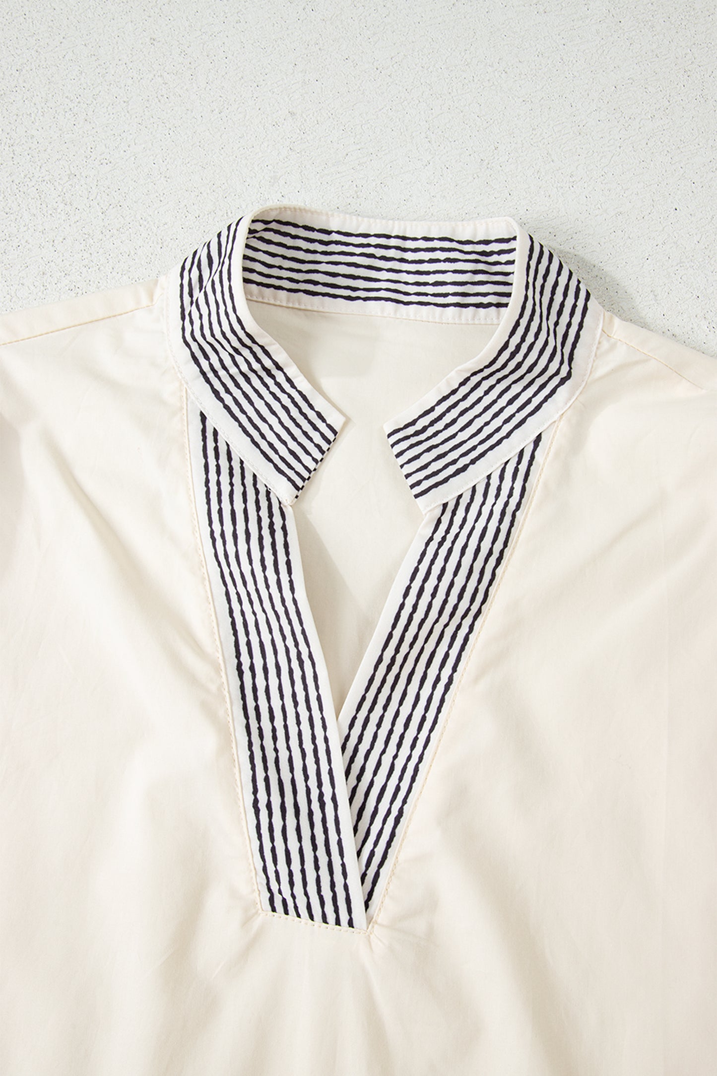 White Floral Puff Sleeve Contrast V Neck Patchwork Blouse-Tops/Blouses & Shirts-[Adult]-[Female]-2022 Online Blue Zone Planet