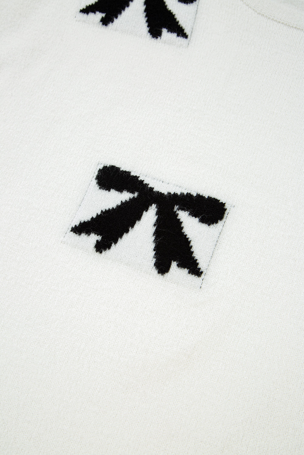 Black Bow Pattern Knit Short Sleeve Sweater-TOPS / DRESSES-[Adult]-[Female]-2022 Online Blue Zone Planet