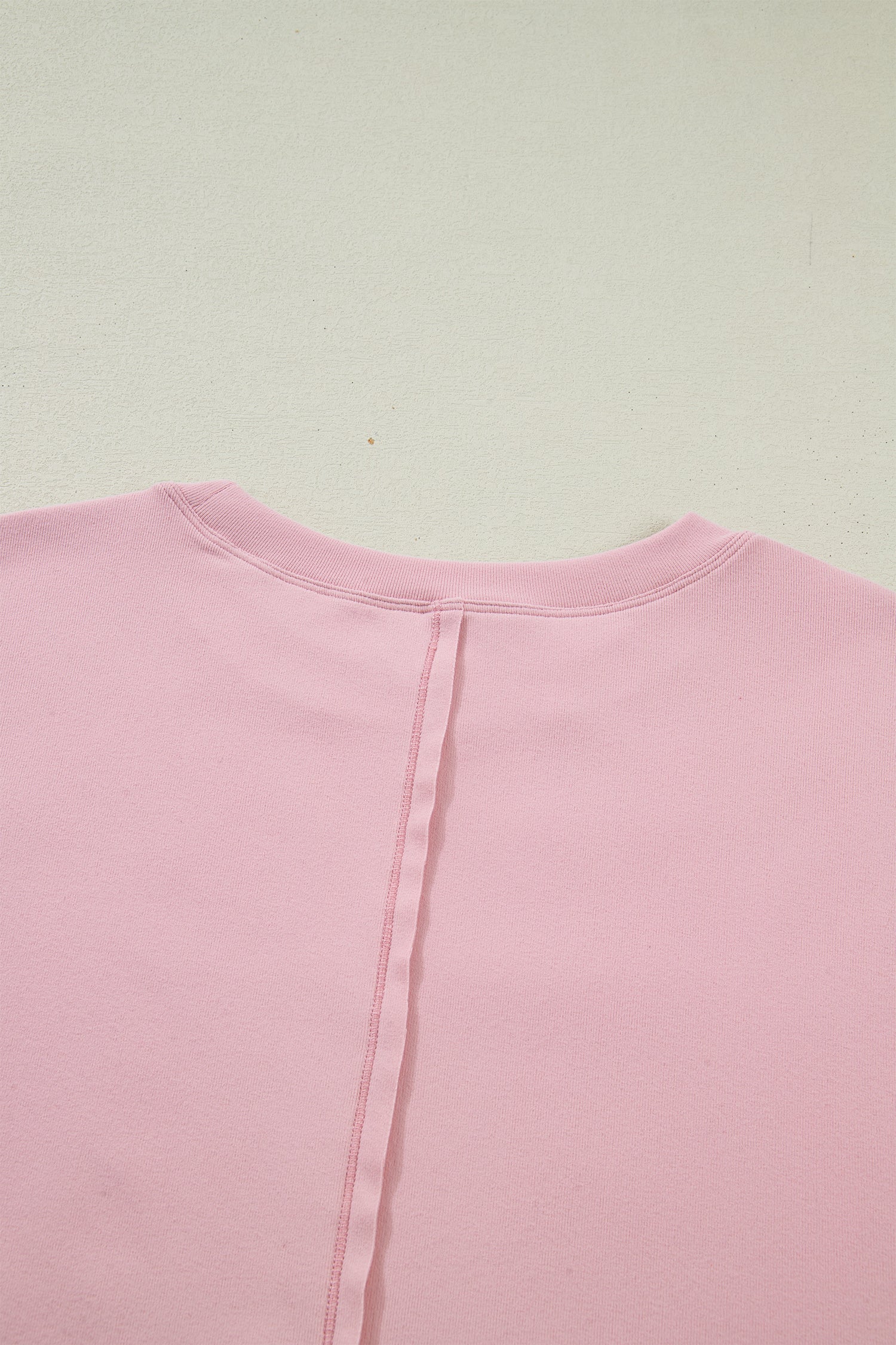 Light Pink Solid Color Bow Textured Patchwork Long Sleeve Tee-Tops/Long Sleeve Tops-[Adult]-[Female]-2022 Online Blue Zone Planet