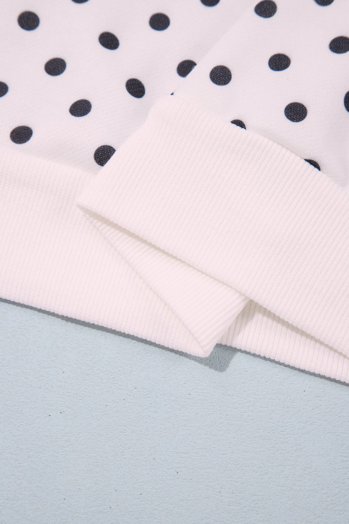 White Casual Polka Dot Mock Neck Sweatshirt-Tops/Sweatshirts & Hoodies-[Adult]-[Female]-2022 Online Blue Zone Planet