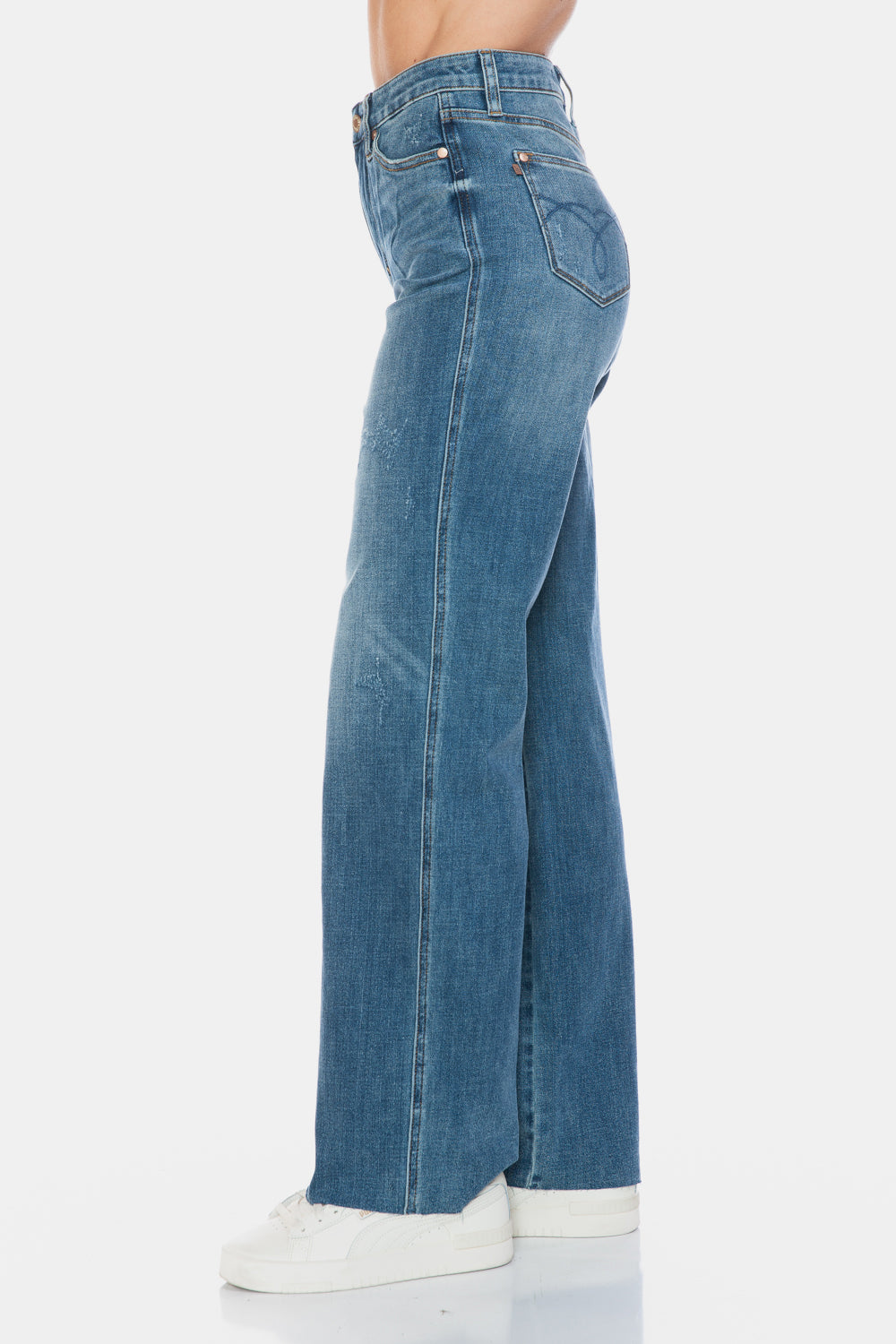 Blue Zone Planet | Judy Blue Full Size Tummy Control Cut Raw Hem Straight Jeans-BOTTOMS SIZES SMALL MEDIUM LARGE-[Adult]-[Female]-2022 Online Blue Zone Planet