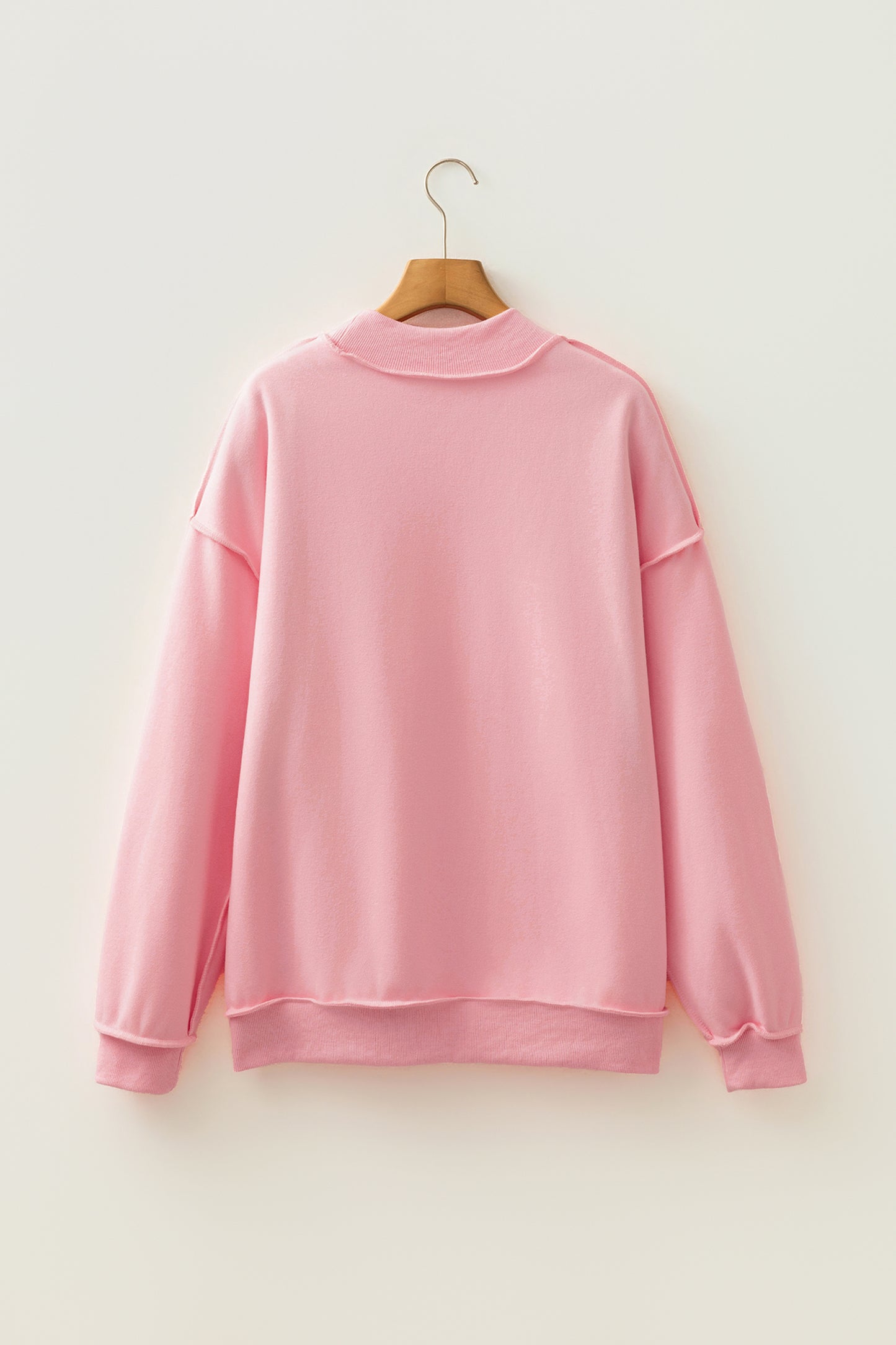 Red Dahlia Oversize Drop Shoulder Reversible Mock Neck Sweatshirt-Tops/Sweatshirts & Hoodies-[Adult]-[Female]-2022 Online Blue Zone Planet