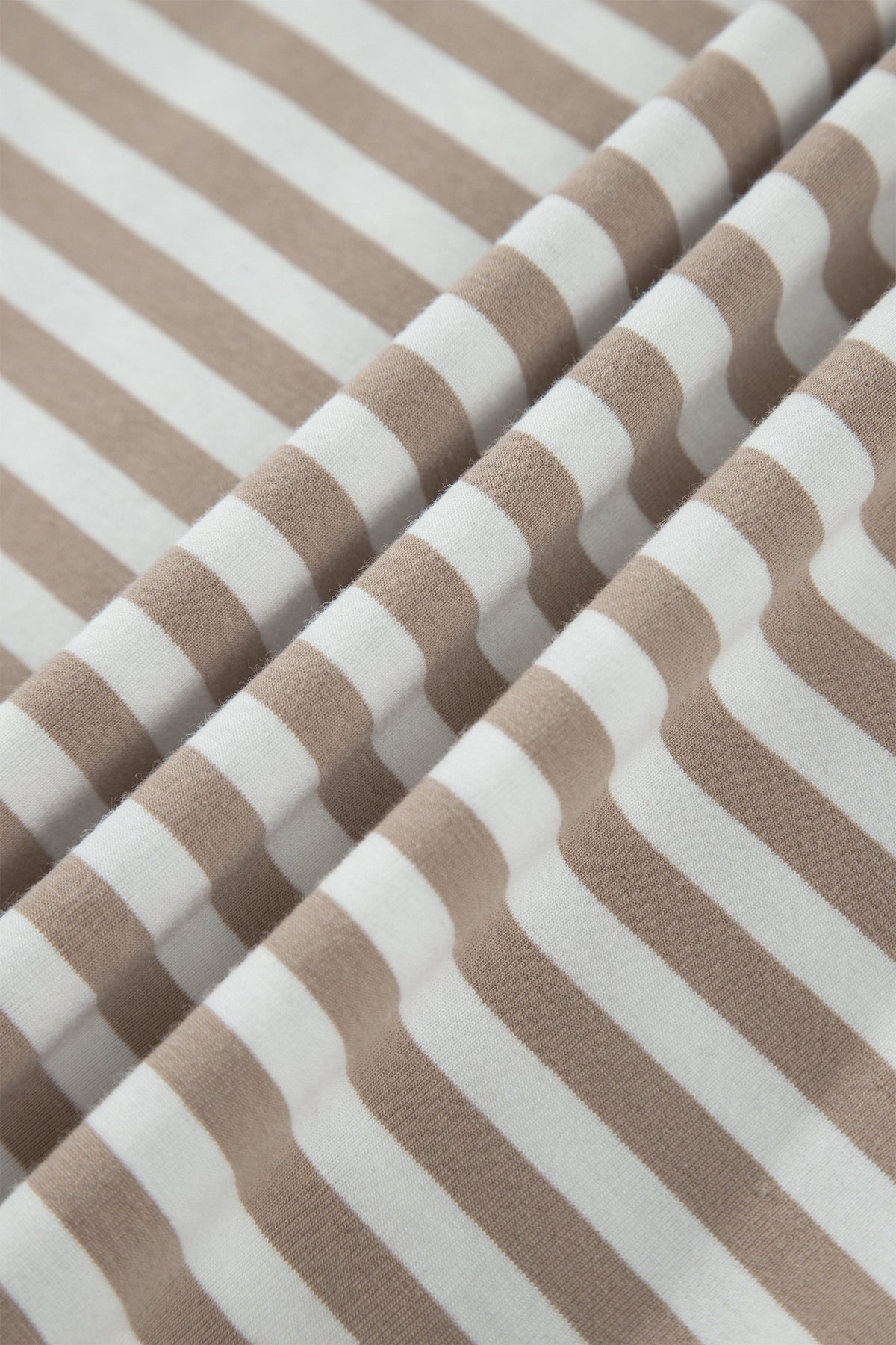 Khaki Stripe Striped Colorblock Cuffs Round Neck Long Sleeve Shift Dress