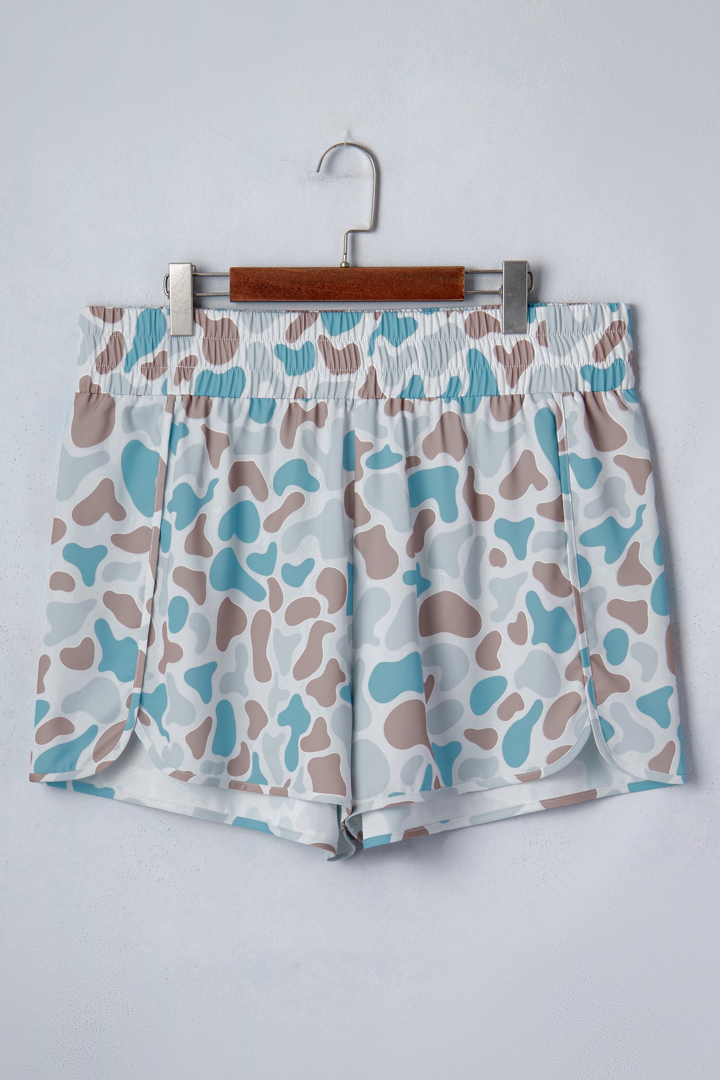Multicolour Plus Size Camouflage Elastic Waist Athleisure Shorts-Plus Size/Plus Size Bottoms-[Adult]-[Female]-2022 Online Blue Zone Planet