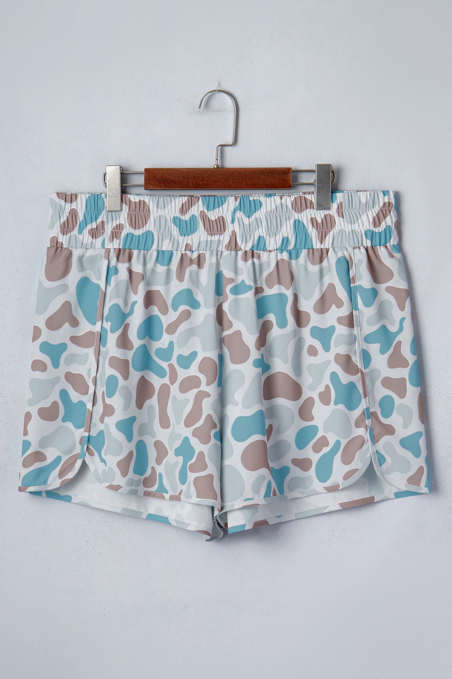 Multicolour Plus Size Camouflage Elastic Waist Athleisure Shorts-Plus Size/Plus Size Bottoms-[Adult]-[Female]-2022 Online Blue Zone Planet