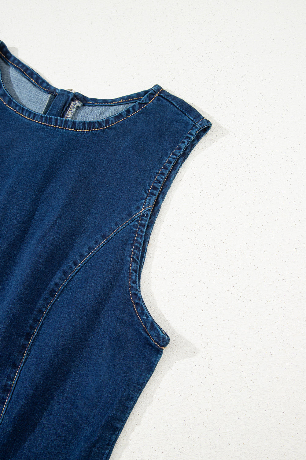 Dirty blue Sleeveless Zipped Bodycon Denim Short Dress-TOPS / DRESSES-[Adult]-[Female]-2022 Online Blue Zone Planet
