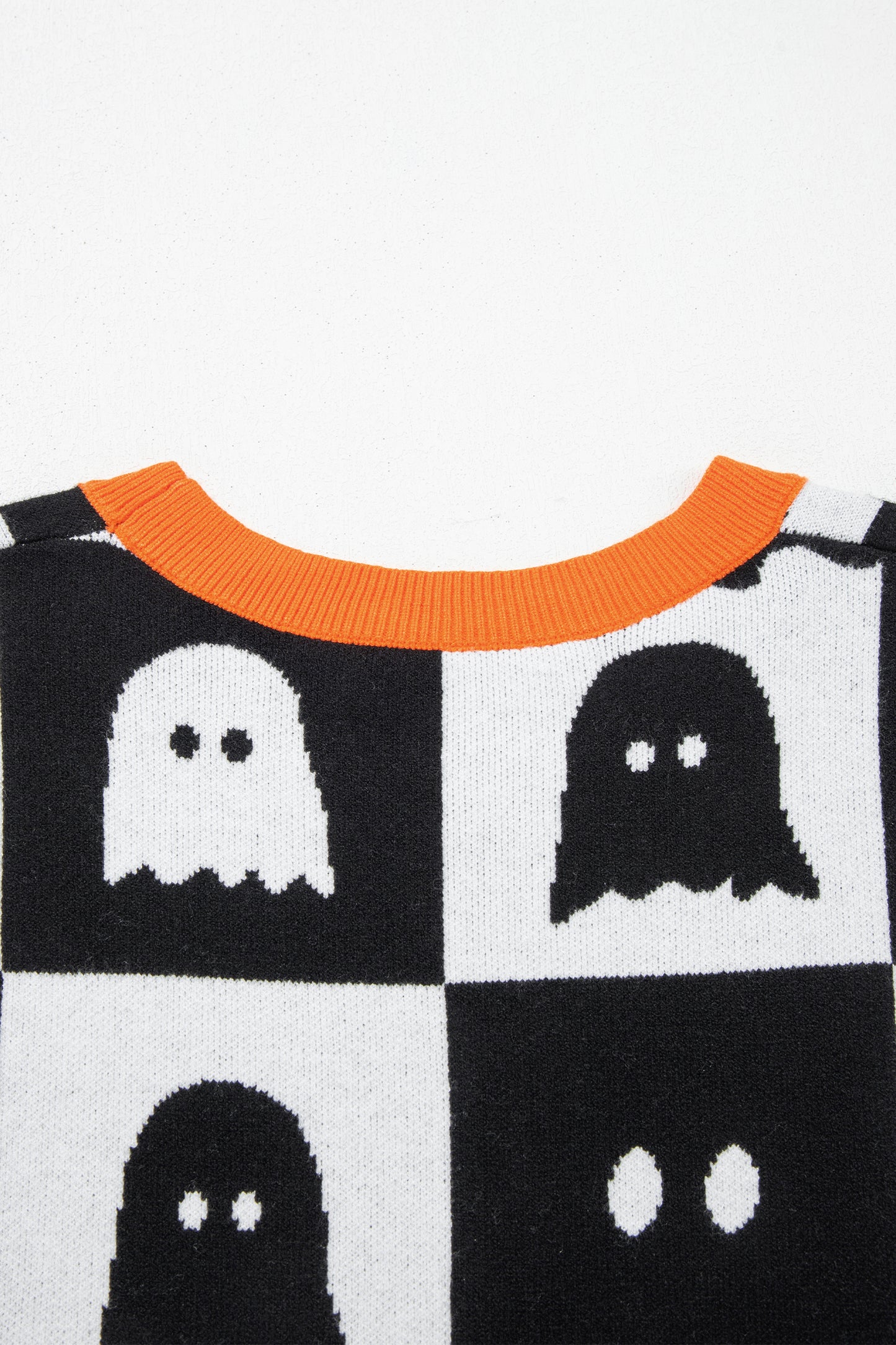 White Geometric Ghost Color Block Trim Short Sleeve Knit Sweater-TOPS / DRESSES-[Adult]-[Female]-2022 Online Blue Zone Planet