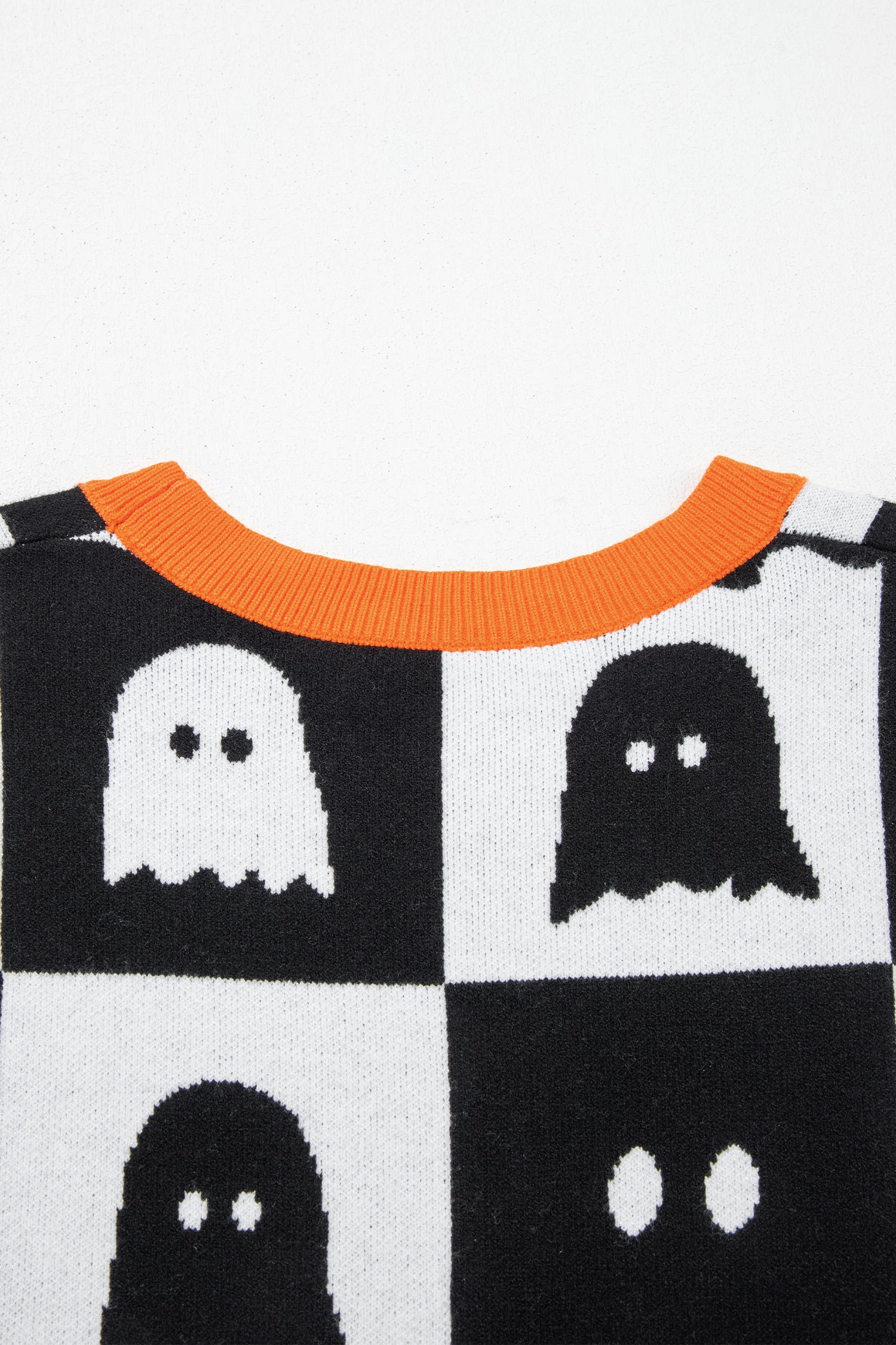 White Geometric Ghost Color Block Trim Short Sleeve Knit Sweater-TOPS / DRESSES-[Adult]-[Female]-2022 Online Blue Zone Planet