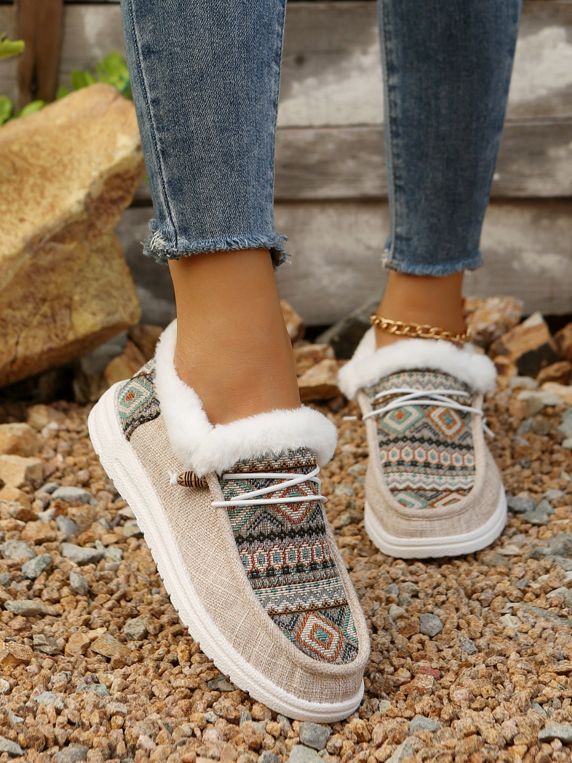 Printed Round Toe Flat Slip-Ons-SHOES-[Adult]-[Female]-2022 Online Blue Zone Planet