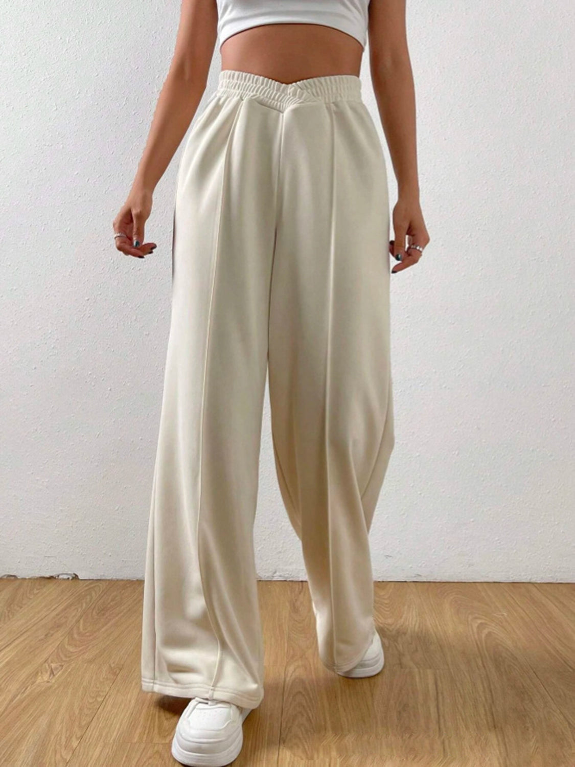 Blue Zone Planet | Elastic Waist Wide Leg Pants-BOTTOMS SIZES SMALL MEDIUM LARGE-[Adult]-[Female]-2022 Online Blue Zone Planet