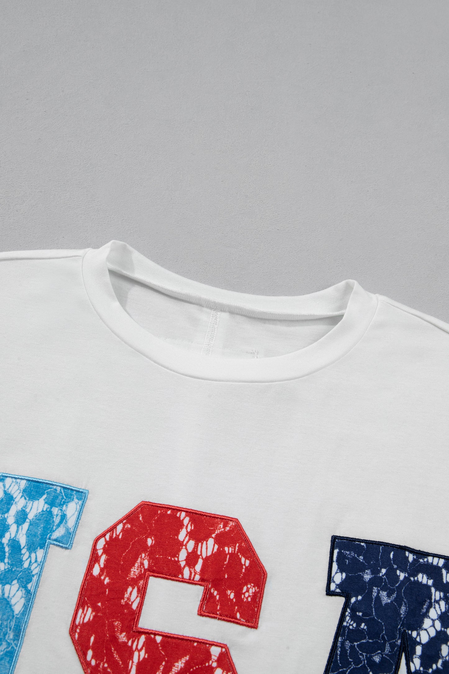 White Usa Color Block Letter Printed Dolman Tee-Tops/Tops & Tees-[Adult]-[Female]-2022 Online Blue Zone Planet