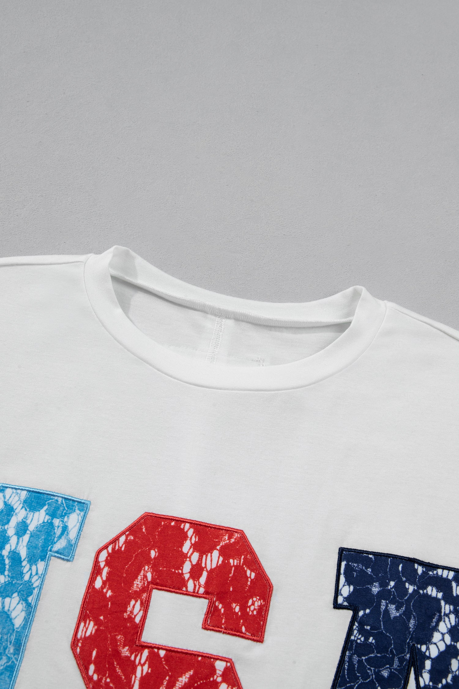 White Usa Color Block Letter Printed Dolman Tee-Tops/Tops & Tees-[Adult]-[Female]-2022 Online Blue Zone Planet