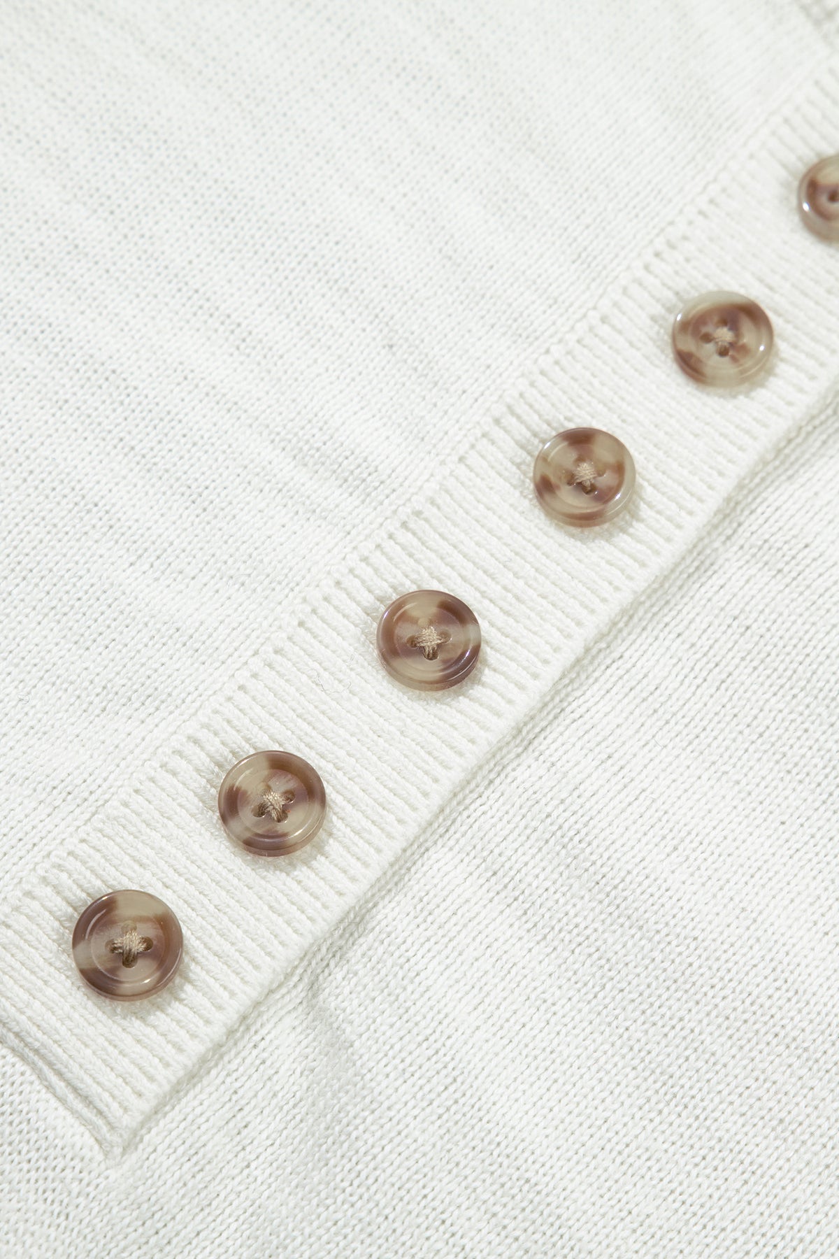 Khaki Polka Dot Contrast Long Sleeve Button V Neck Sweater-Sweaters & Cardigans/Sweaters-[Adult]-[Female]-2022 Online Blue Zone Planet