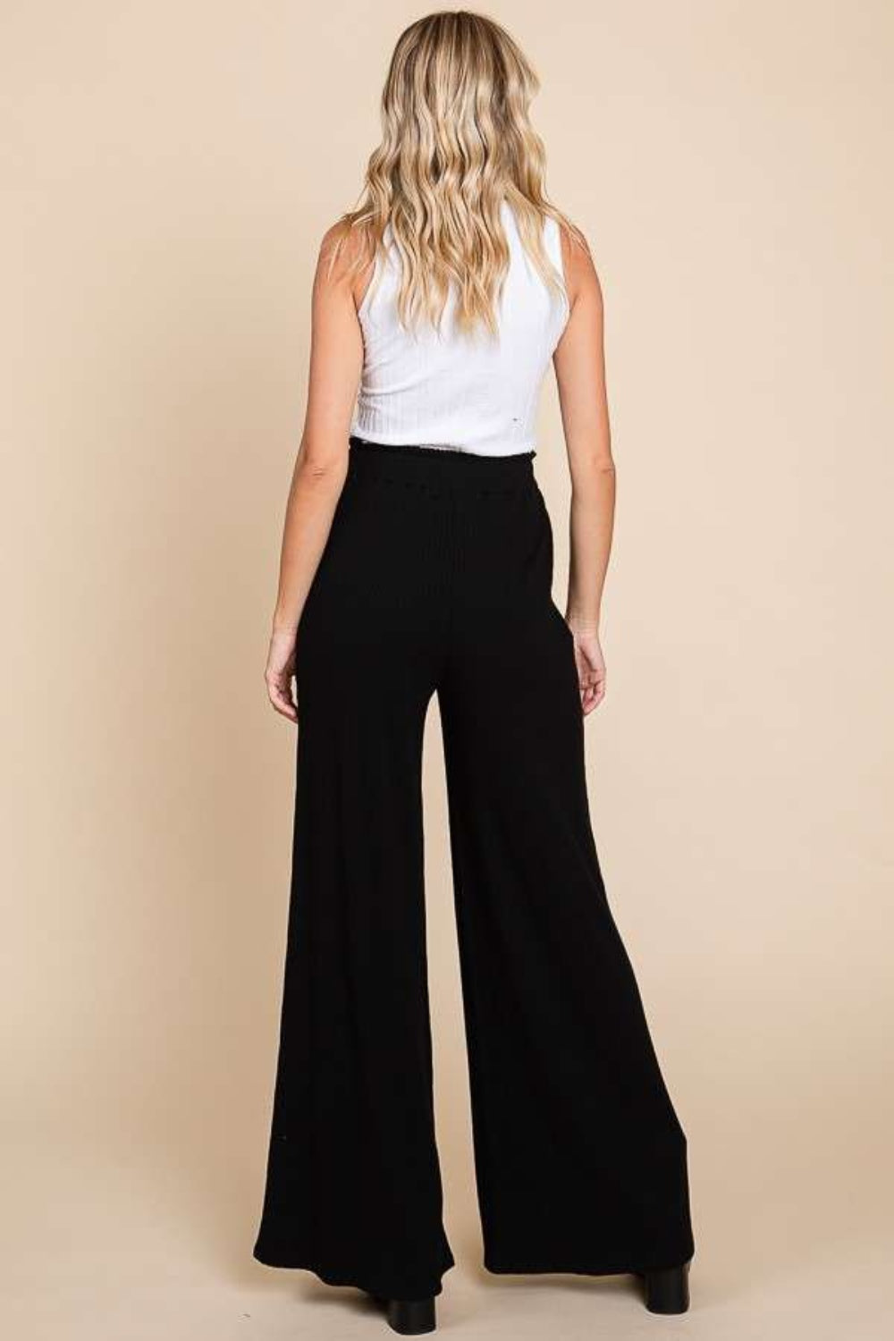 Culture Code Full Size High Waist Wide Leg Pants-BOTTOMS SIZES SMALL MEDIUM LARGE-[Adult]-[Female]-2022 Online Blue Zone Planet