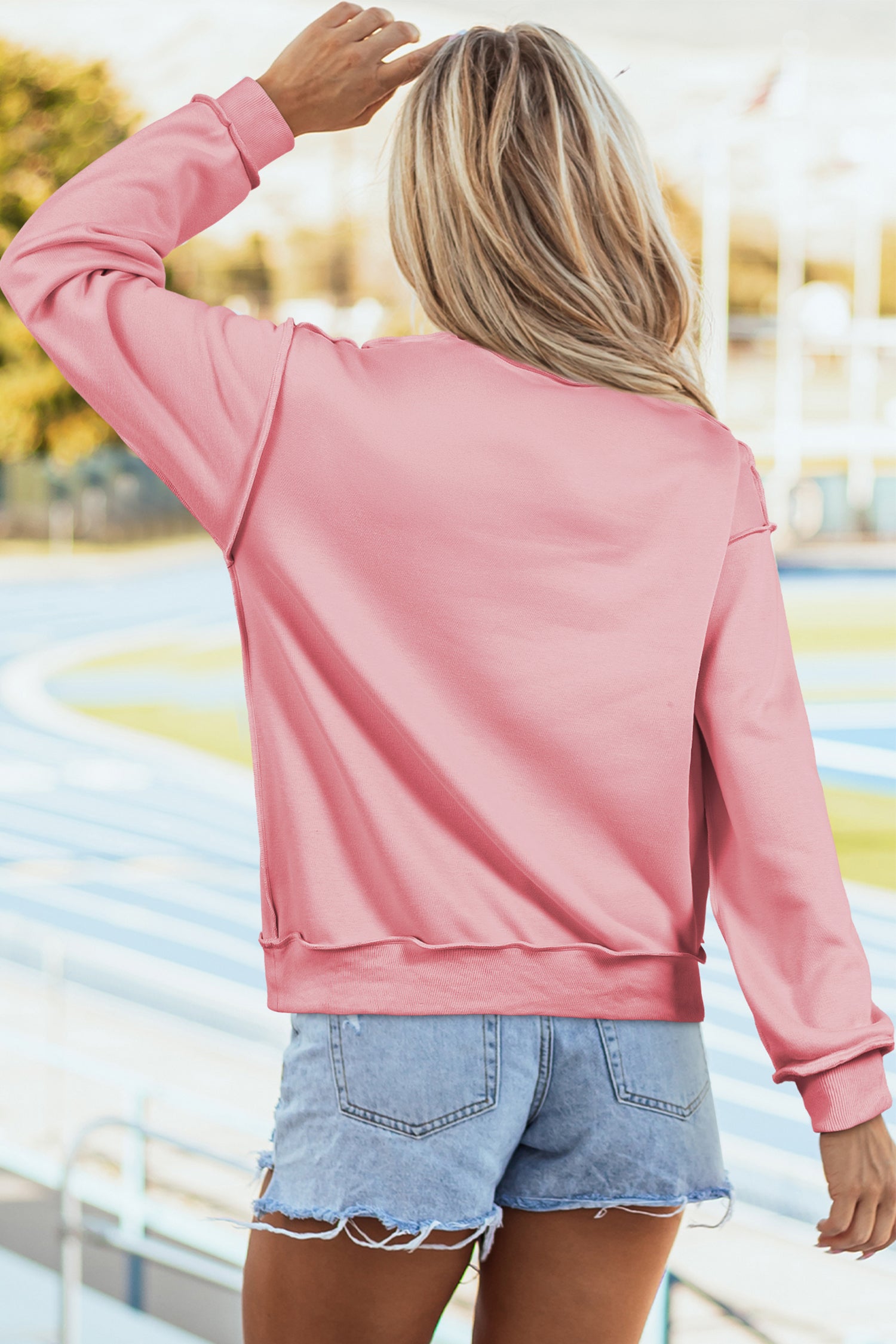 Light Pink WWJD/ AMEN Double Side Printed Mock Neck Reversible Sweatshirt-Graphic/Graphic Sweatshirts-[Adult]-[Female]-2022 Online Blue Zone Planet