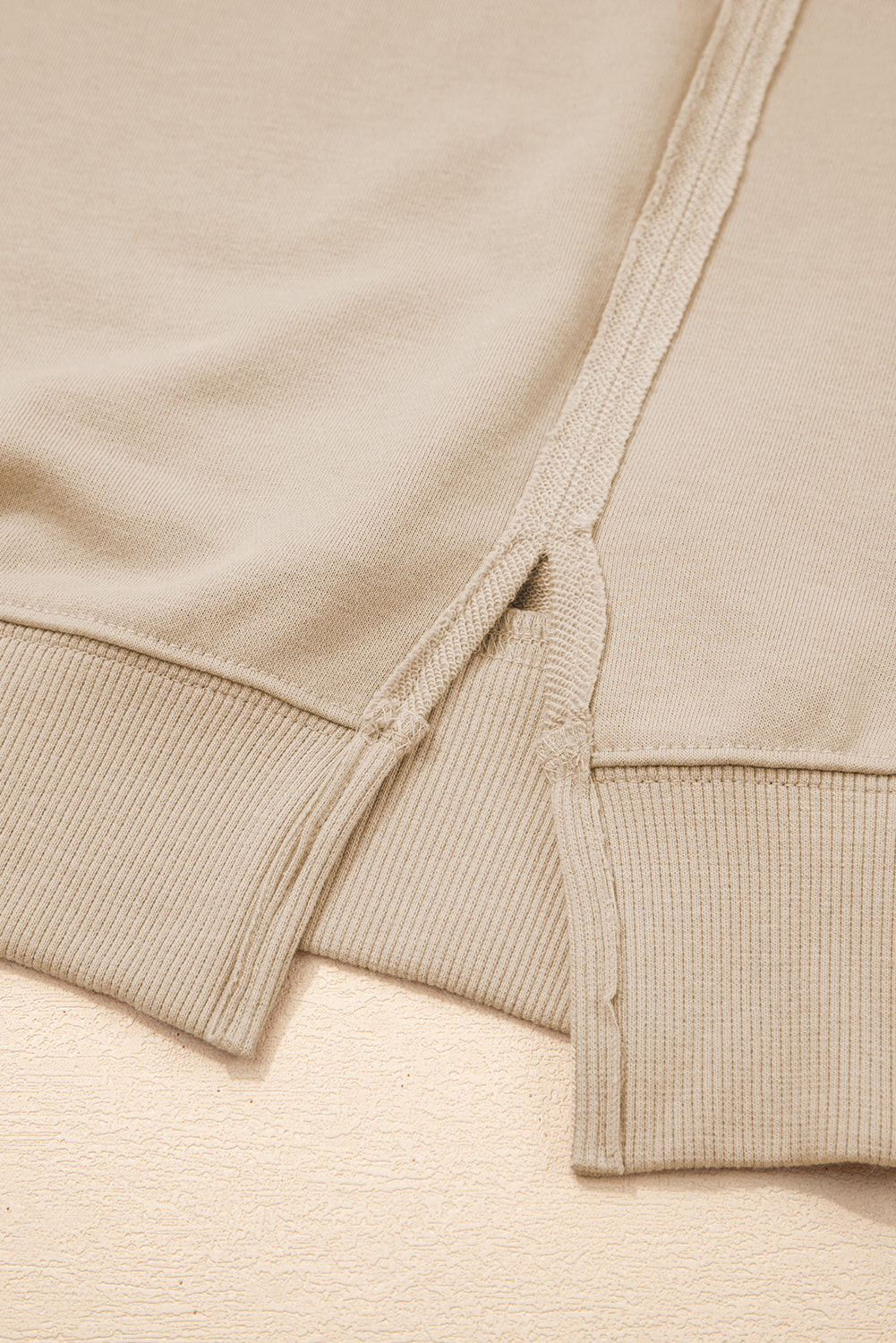 Parchment Raw Edge Exposed Seam Raglan Sleeve Side Slit Sweatshirt-Tops/Sweatshirts & Hoodies-[Adult]-[Female]-2022 Online Blue Zone Planet