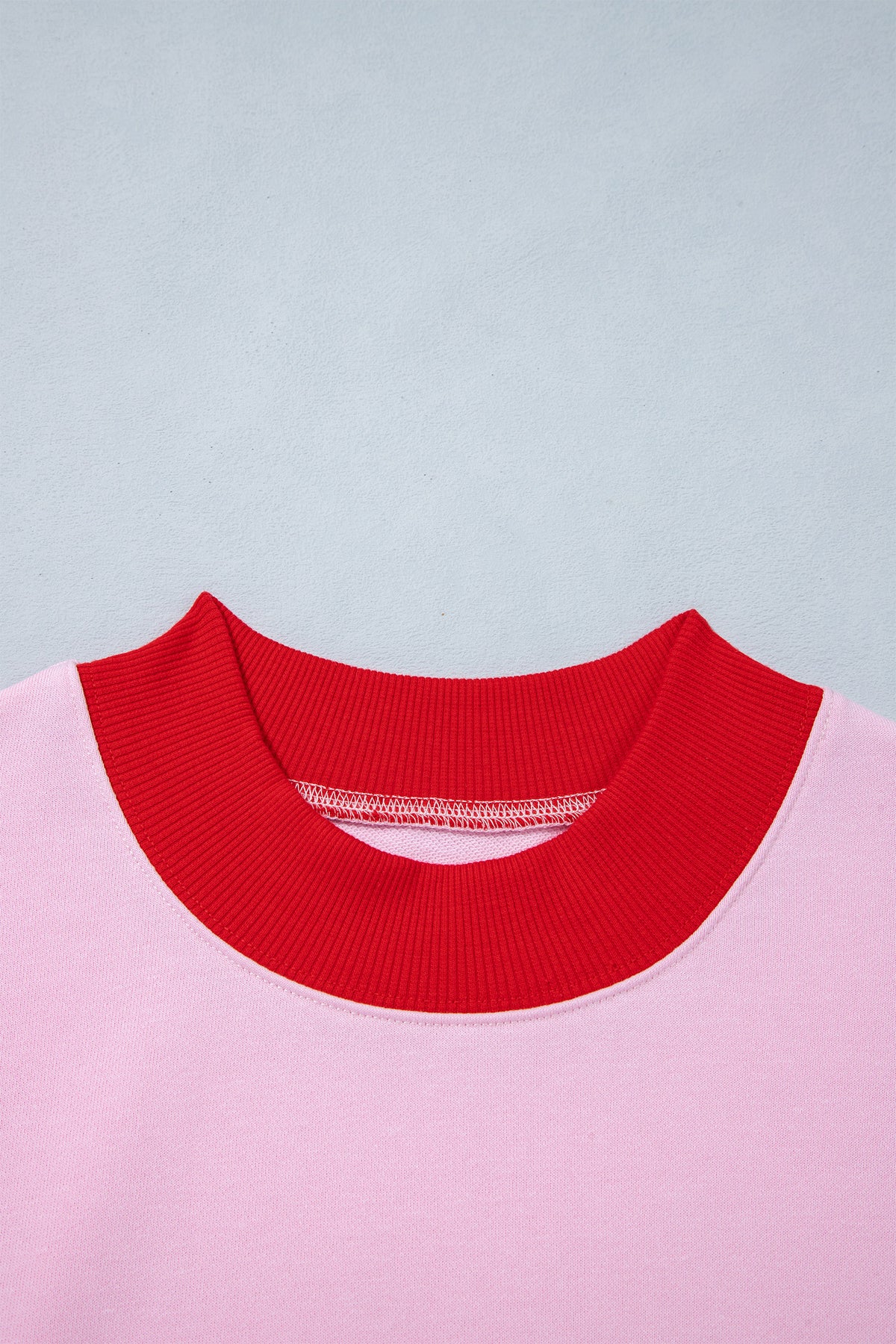 Pink Colorblock Trim Crewneck Long Sleeve Pullover Sweatshirt-Tops/Sweatshirts & Hoodies-[Adult]-[Female]-2022 Online Blue Zone Planet