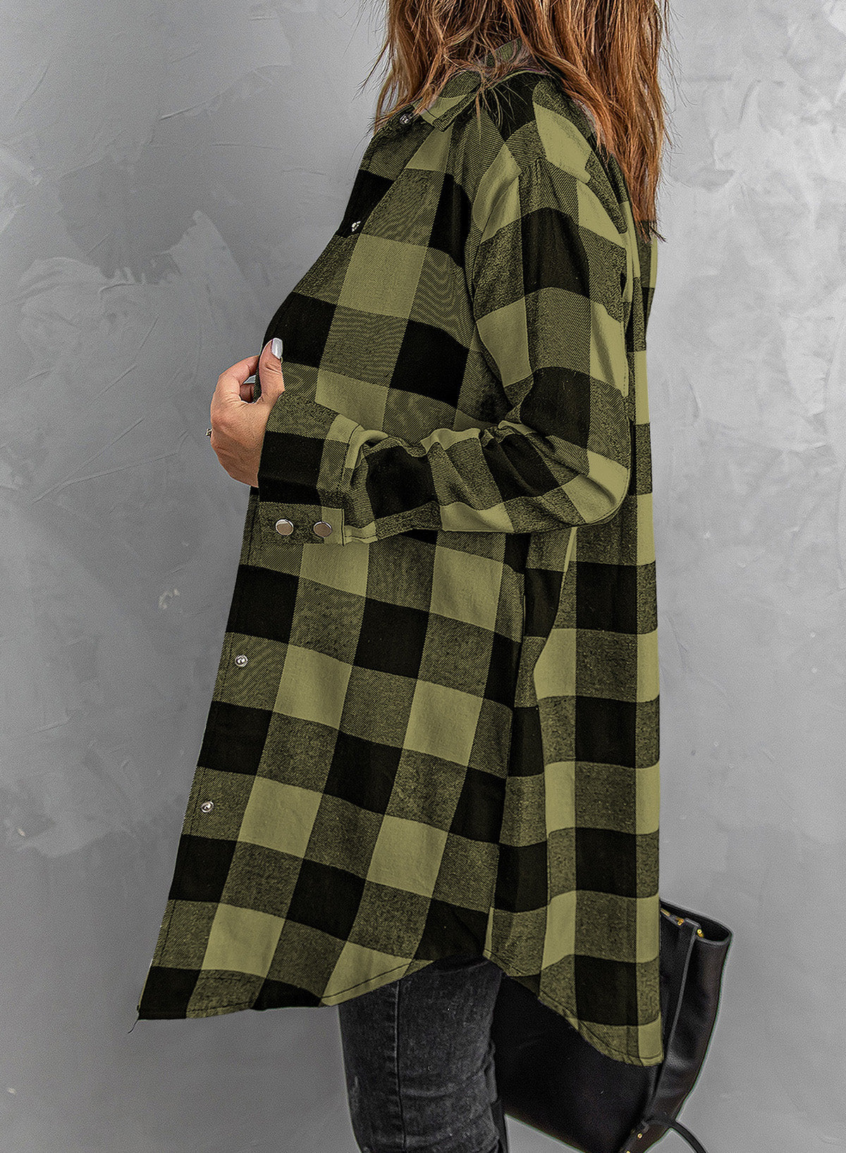 Fiery Red Turn-down Collar Plaid Shirt Coat-Outerwear/Coats-[Adult]-[Female]-2022 Online Blue Zone Planet