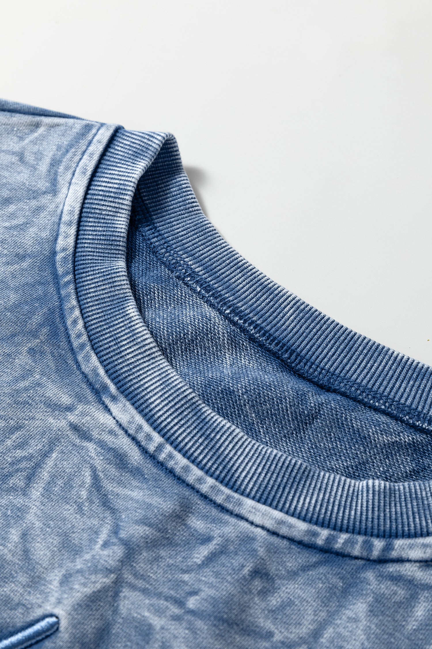 Real Teal Saved By Grace Letter Embroidery Mineral Wash Loose Sweatshirt-Tops/Sweatshirts & Hoodies-[Adult]-[Female]-2022 Online Blue Zone Planet