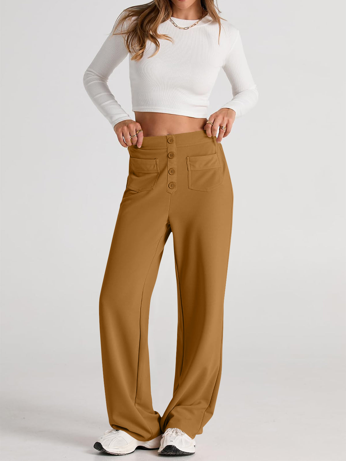 Blue Zone Planet | High Waist Wide Leg Pants-TOPS / DRESSES-[Adult]-[Female]-2022 Online Blue Zone Planet