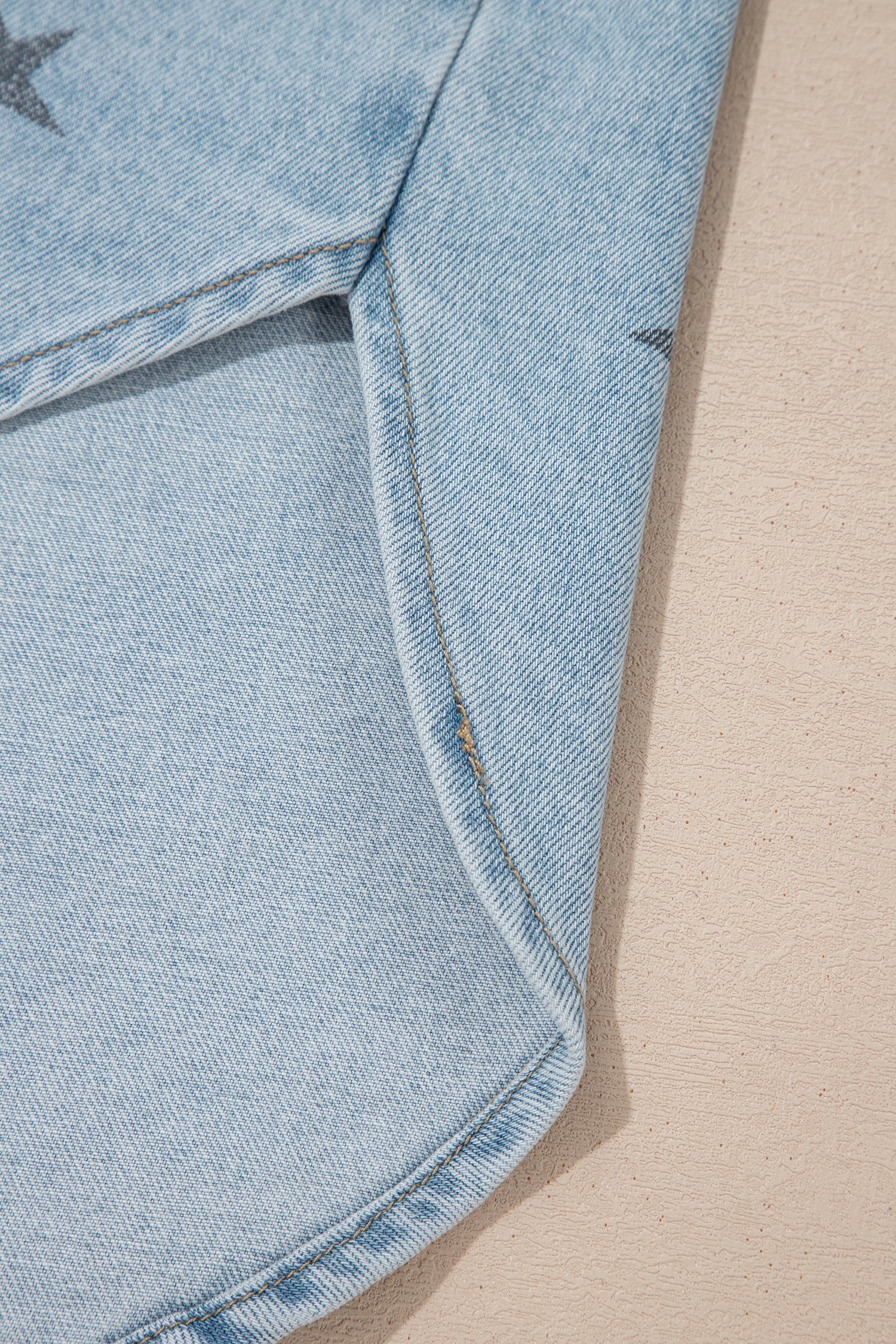 Sky Blue Stars Pattern Long Sleeve Shirt Collar Denim Jacket-Outerwear/Denim jackets-[Adult]-[Female]-2022 Online Blue Zone Planet