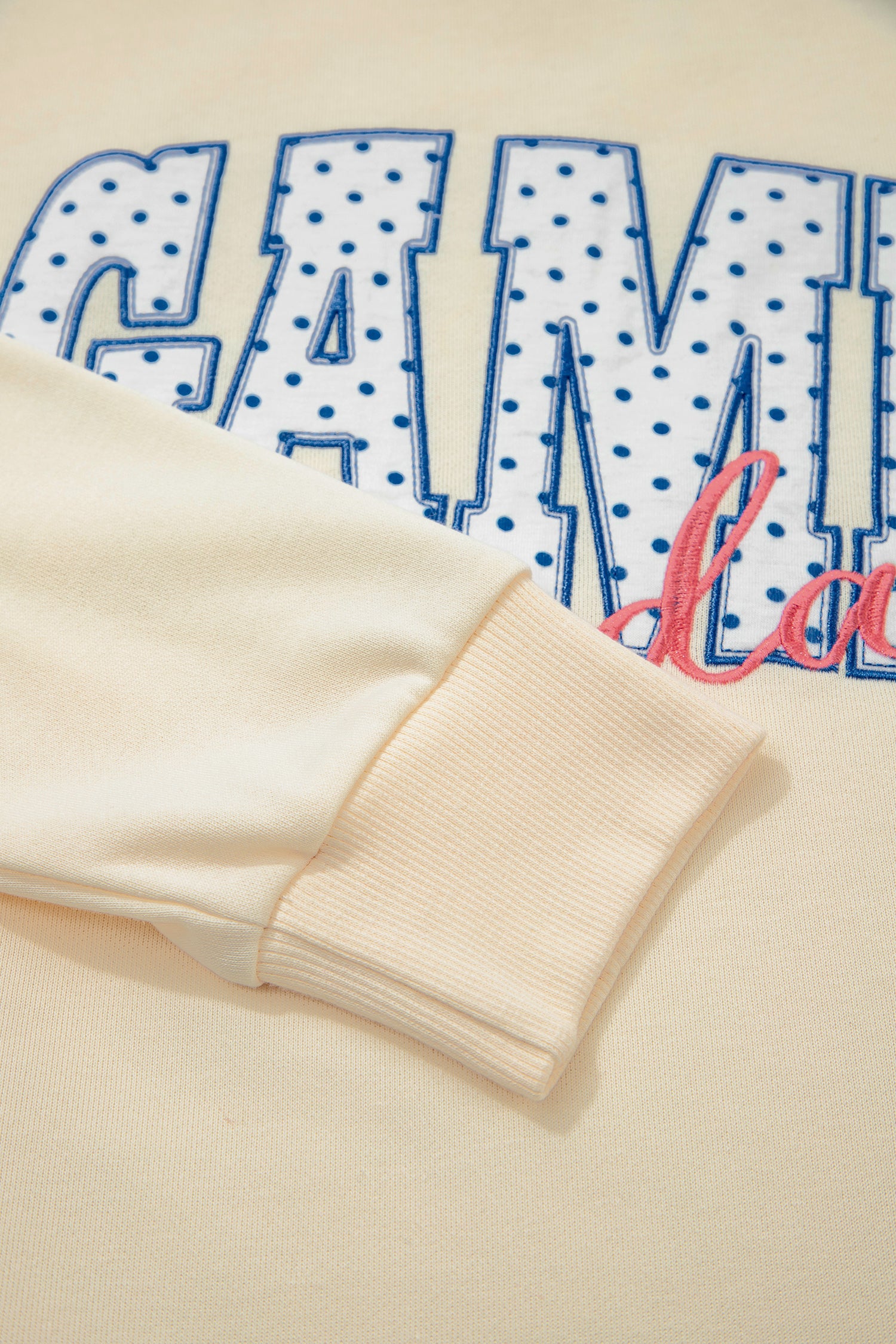 Beige Game Day Crewneck Long Sleeve Pullover Athleisure Short Sets-Two Piece Sets/Short Sets-[Adult]-[Female]-2022 Online Blue Zone Planet