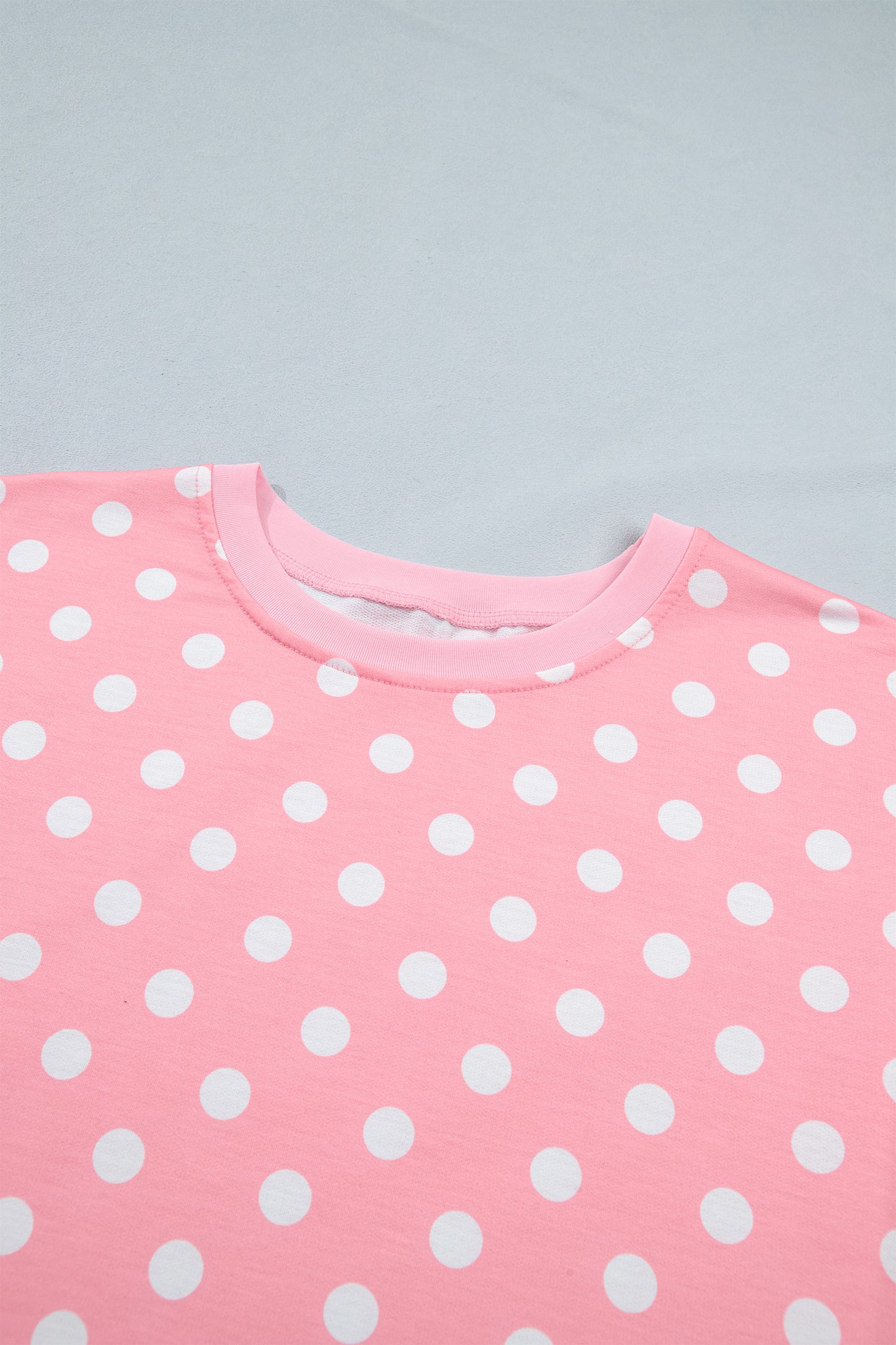 Sky Blue Polka Dot Oversized Top Drawstring Short Set-Two Piece Sets/Short Sets-[Adult]-[Female]-2022 Online Blue Zone Planet