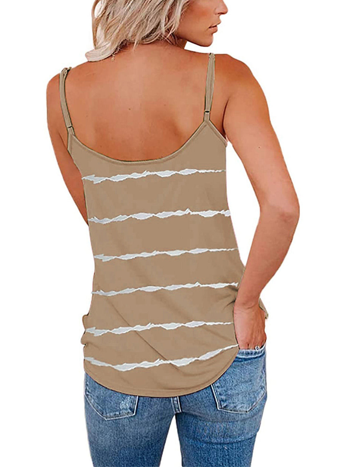 Blue Zone Planet | Full Size Striped V-Neck Cami-TOPS / DRESSES-[Adult]-[Female]-2022 Online Blue Zone Planet