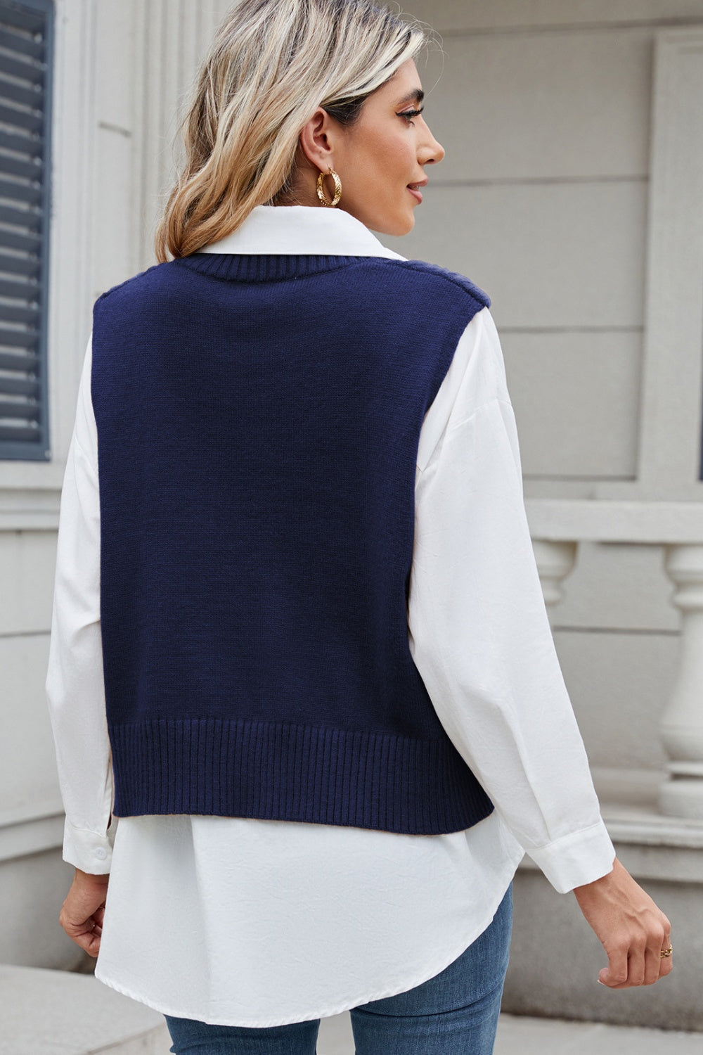 Blue Zone Planet | Cable-Knit V-Neck Sweater Vest-TOPS / DRESSES-[Adult]-[Female]-2022 Online Blue Zone Planet