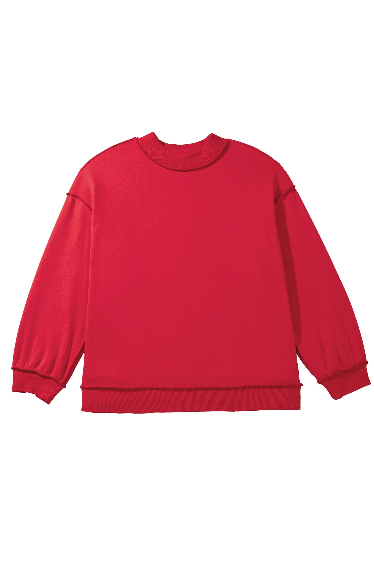 Racing Red Exposed Seam Detail Reversible Double Wear Plus Size Sweatshirt-Plus Size/Plus Size Sweatshirts & Hoodies-[Adult]-[Female]-2022 Online Blue Zone Planet