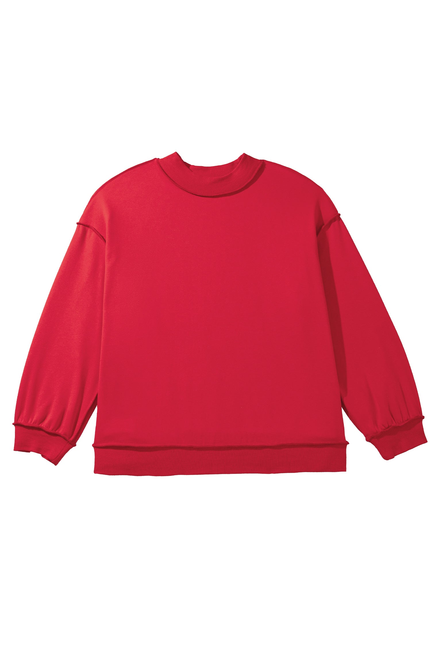 Racing Red Exposed Seam Detail Reversible Double Wear Plus Size Sweatshirt-Plus Size/Plus Size Sweatshirts & Hoodies-[Adult]-[Female]-2022 Online Blue Zone Planet
