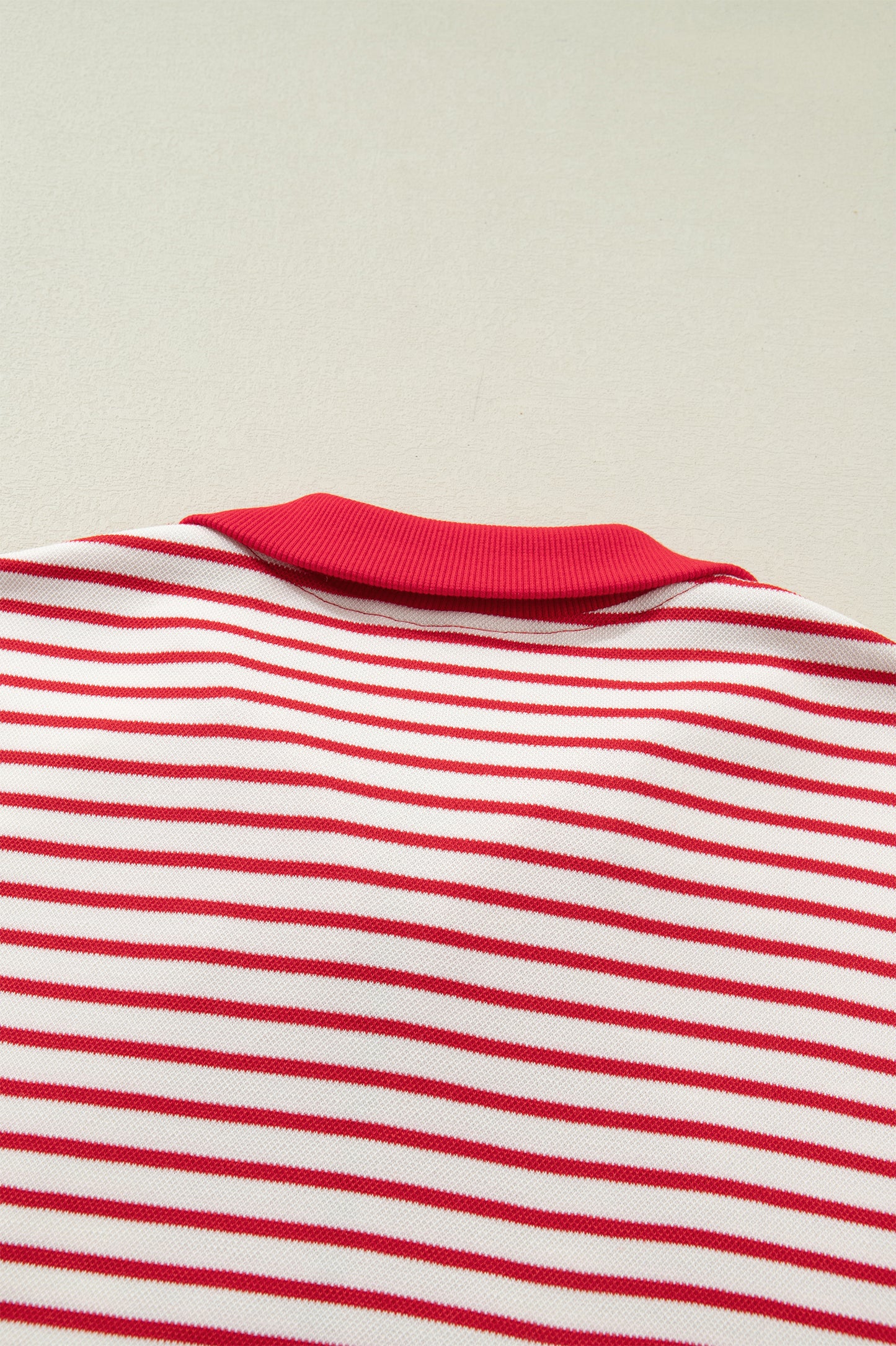 Red Stripe Quarter Zip Polo Collar T Shirt Dress with Pockets-TOPS / DRESSES-[Adult]-[Female]-2022 Online Blue Zone Planet