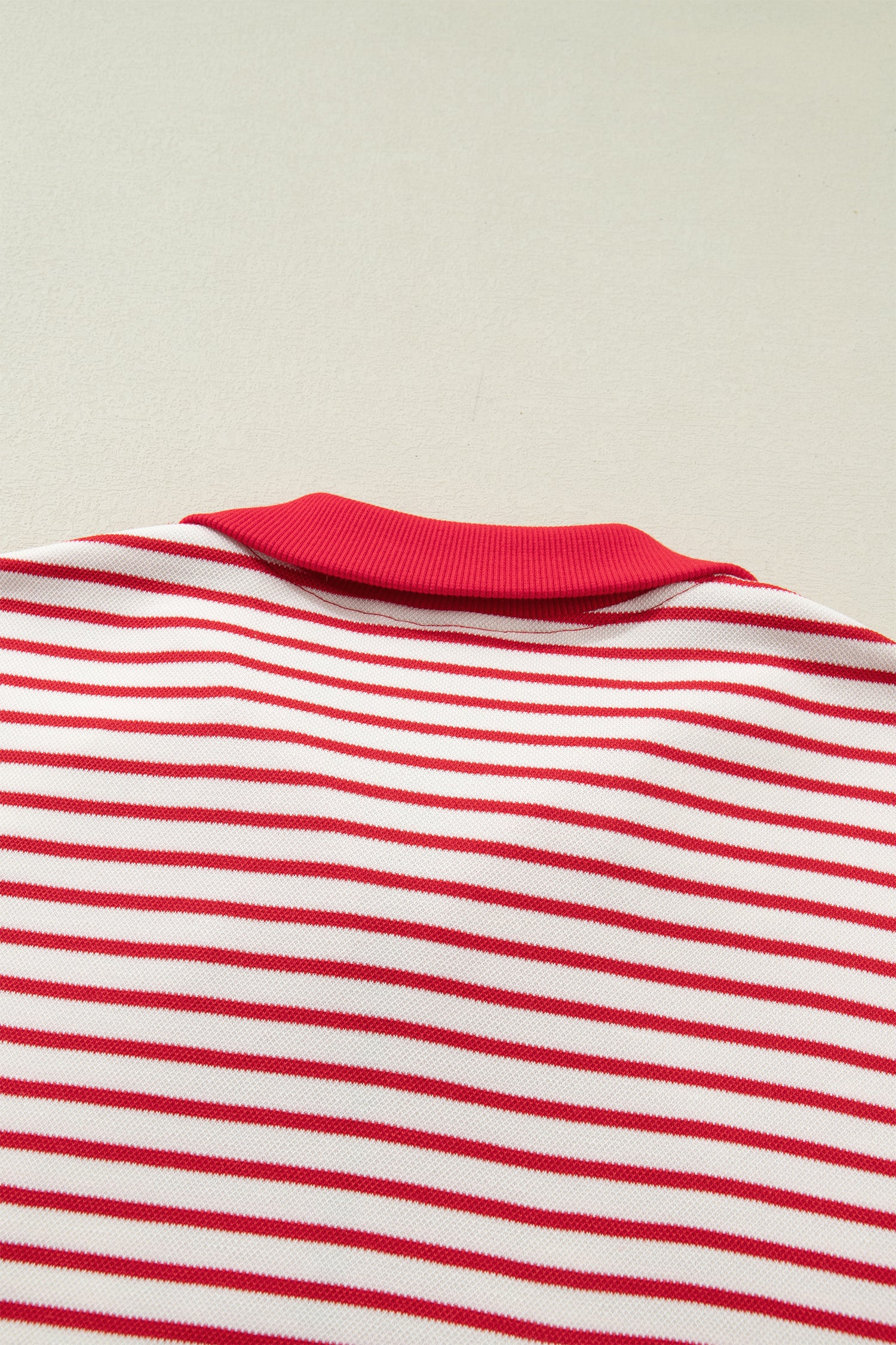 Red Stripe Quarter Zip Polo Collar T Shirt Dress with Pockets-TOPS / DRESSES-[Adult]-[Female]-2022 Online Blue Zone Planet