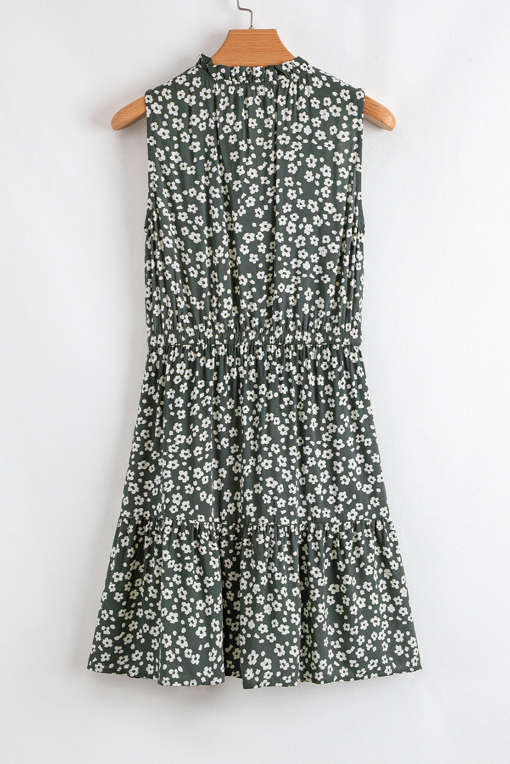 Green Boho Floral Print V Neck Tunic Sleeveless Dress-TOPS / DRESSES-[Adult]-[Female]-2022 Online Blue Zone Planet