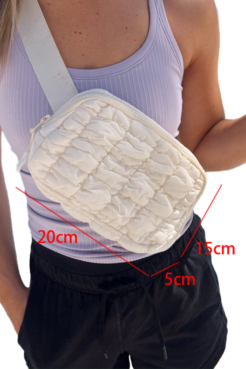 White Quilted Puffer Belt Zipper Crossbody Bags-Crossbody Bags-[Adult]-[Female]-2022 Online Blue Zone Planet
