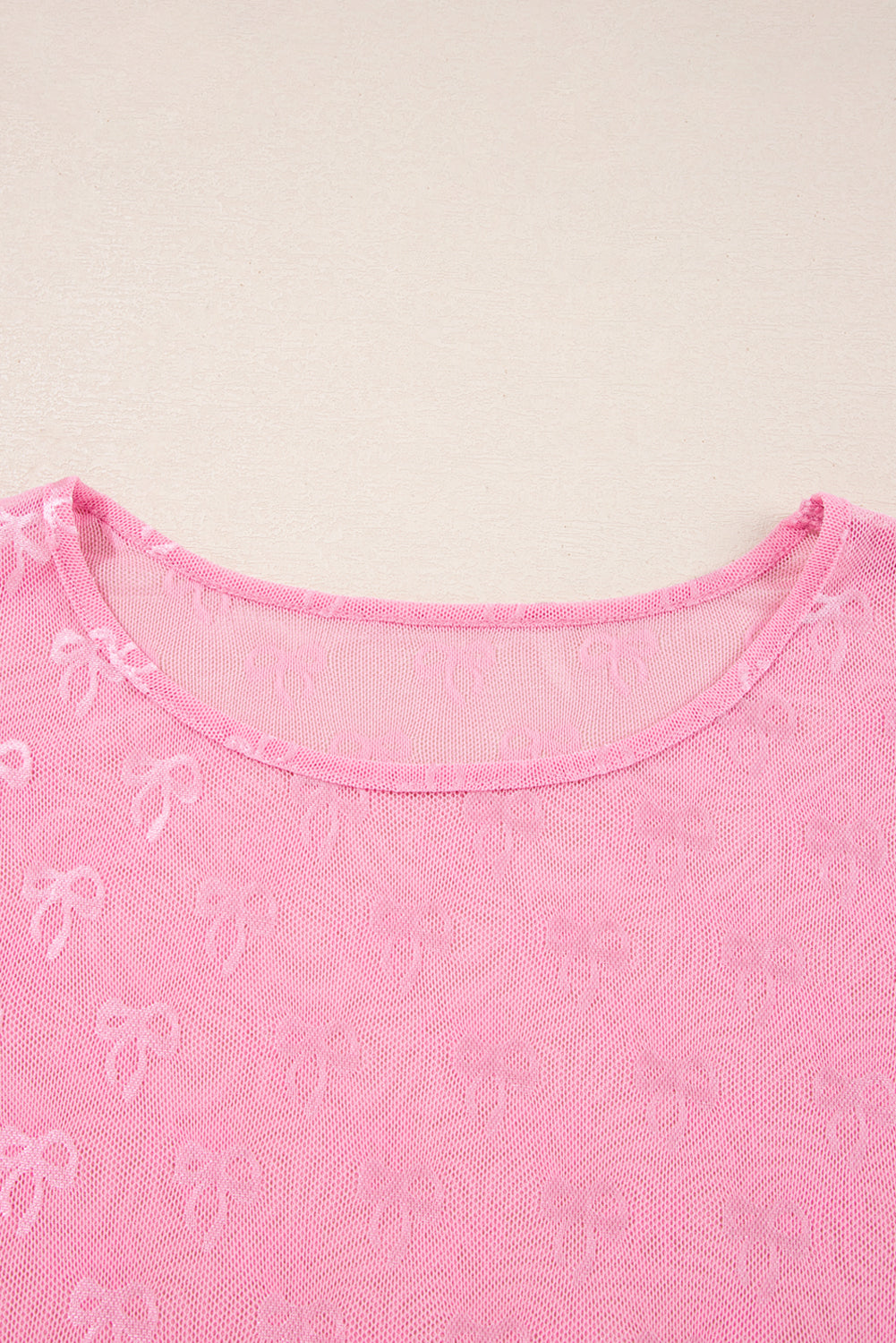 Pink Plus Size Bow Embroidered Mesh Long Sleeve Top-Plus Size/Plus Size Tops/Plus Size Long Sleeve Tops-[Adult]-[Female]-2022 Online Blue Zone Planet