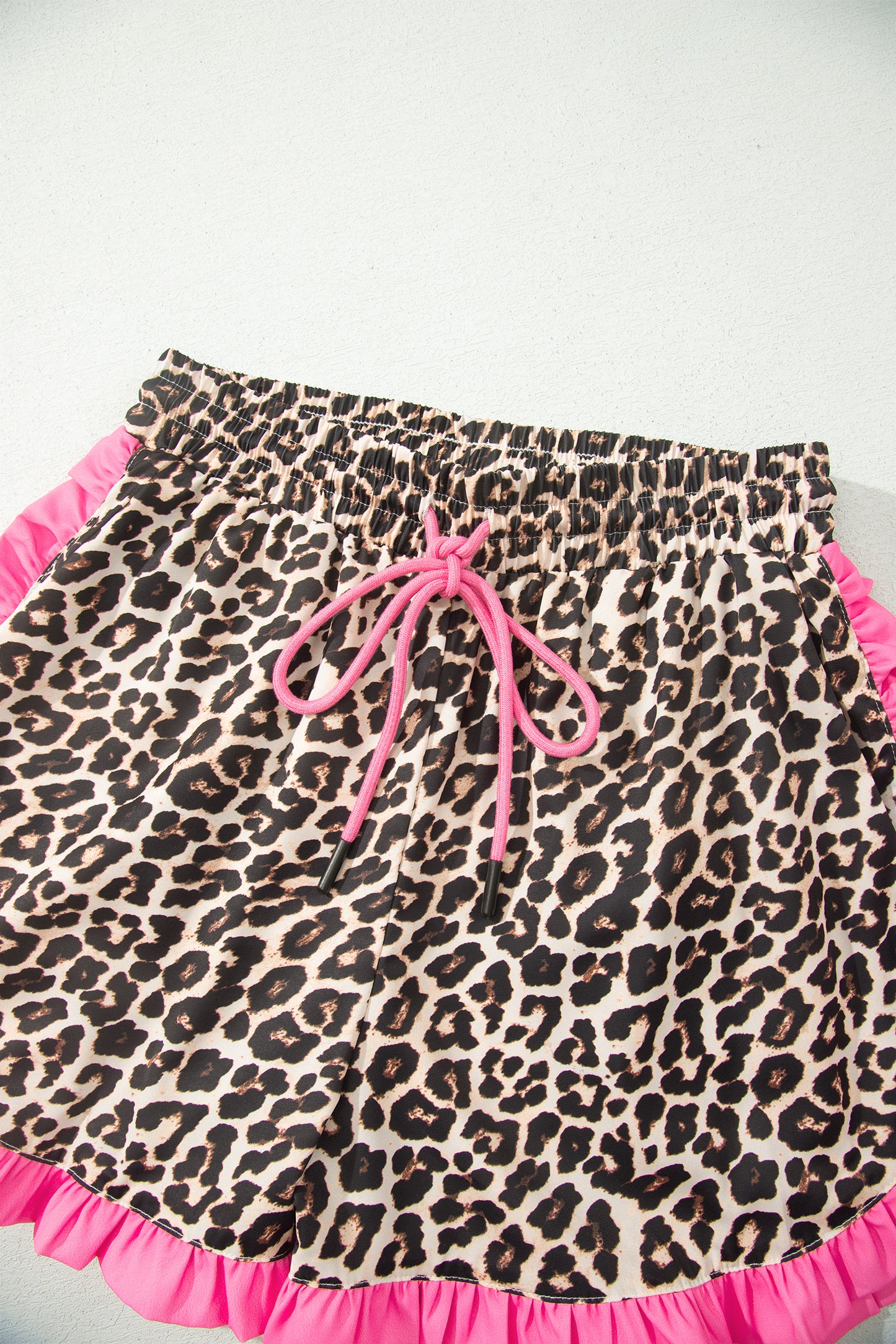 White Polka Dot Contrast Ruffle Trim Shorts-Bottoms/Casual Shorts-[Adult]-[Female]-2022 Online Blue Zone Planet