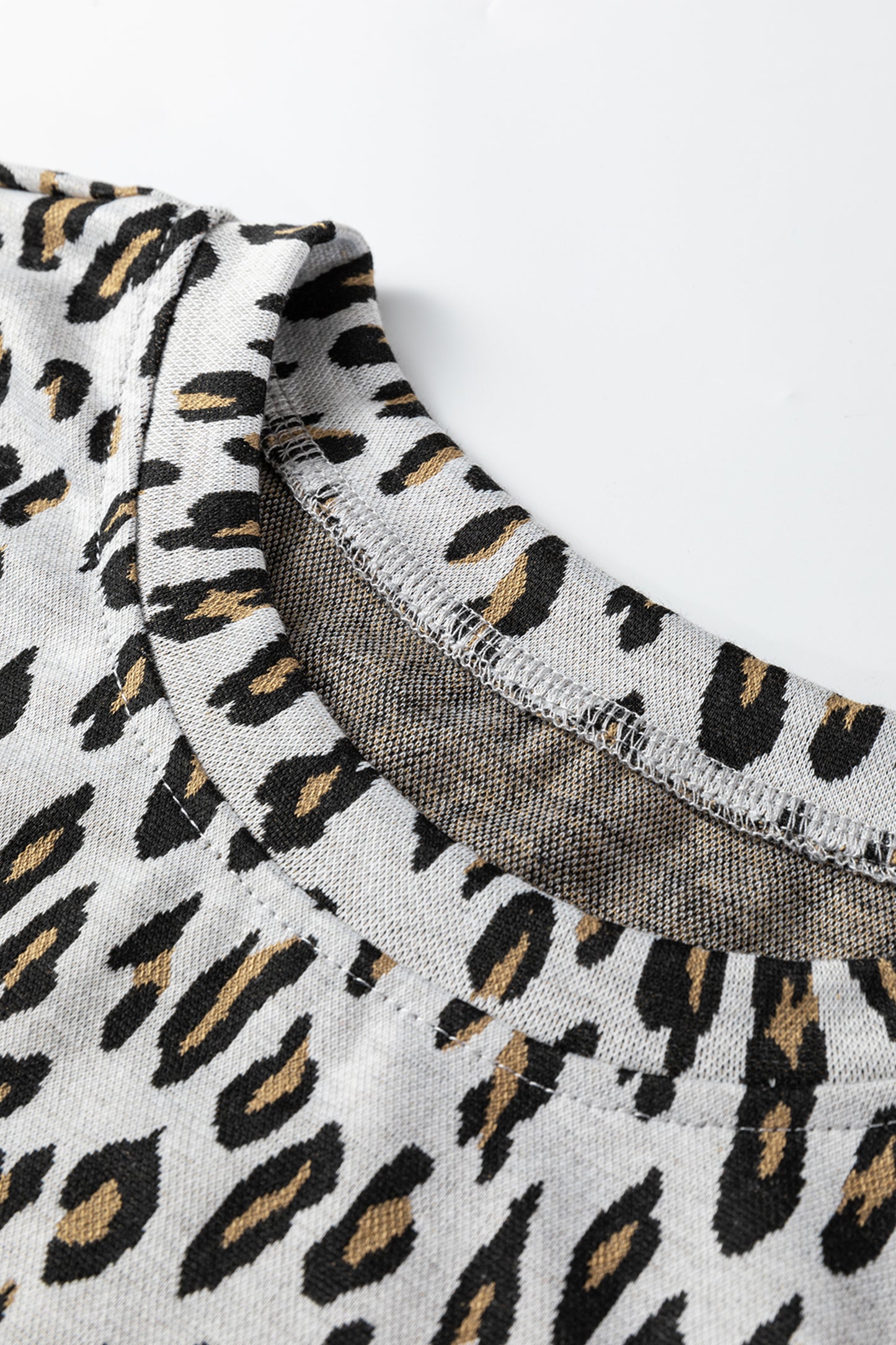 Beige Leopard Print Casual Tee and Pants 2pcs Outfit-Two Piece Sets/Pant Sets-[Adult]-[Female]-2022 Online Blue Zone Planet