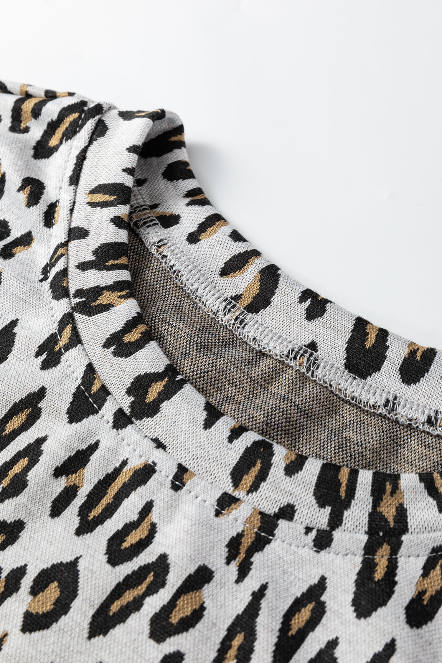 Beige Leopard Print Casual Tee and Pants 2pcs Outfit-Two Piece Sets/Pant Sets-[Adult]-[Female]-2022 Online Blue Zone Planet