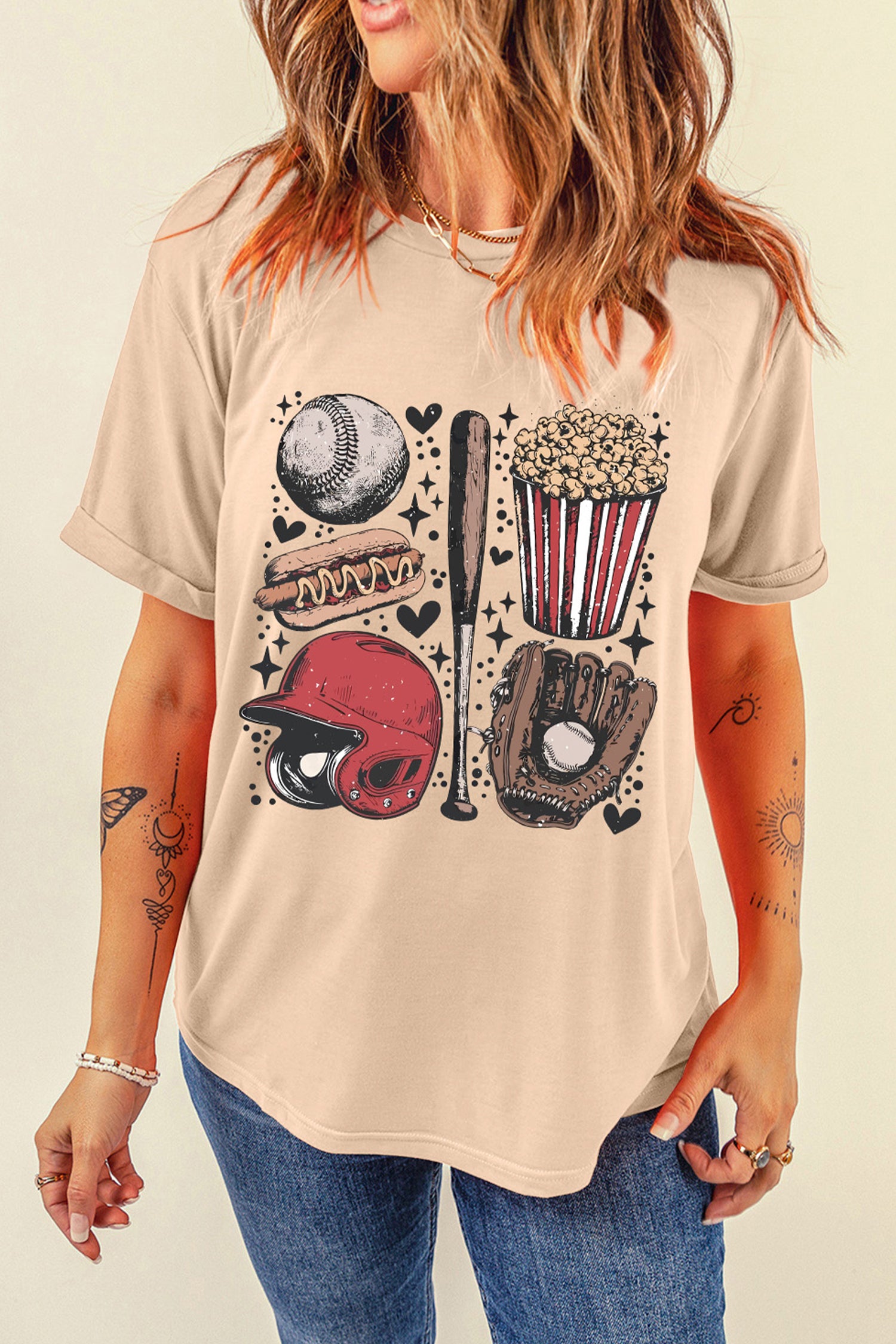 Khaki Retro Baseball Game Day T Shirt-Graphic/Graphic Tees-[Adult]-[Female]-2022 Online Blue Zone Planet